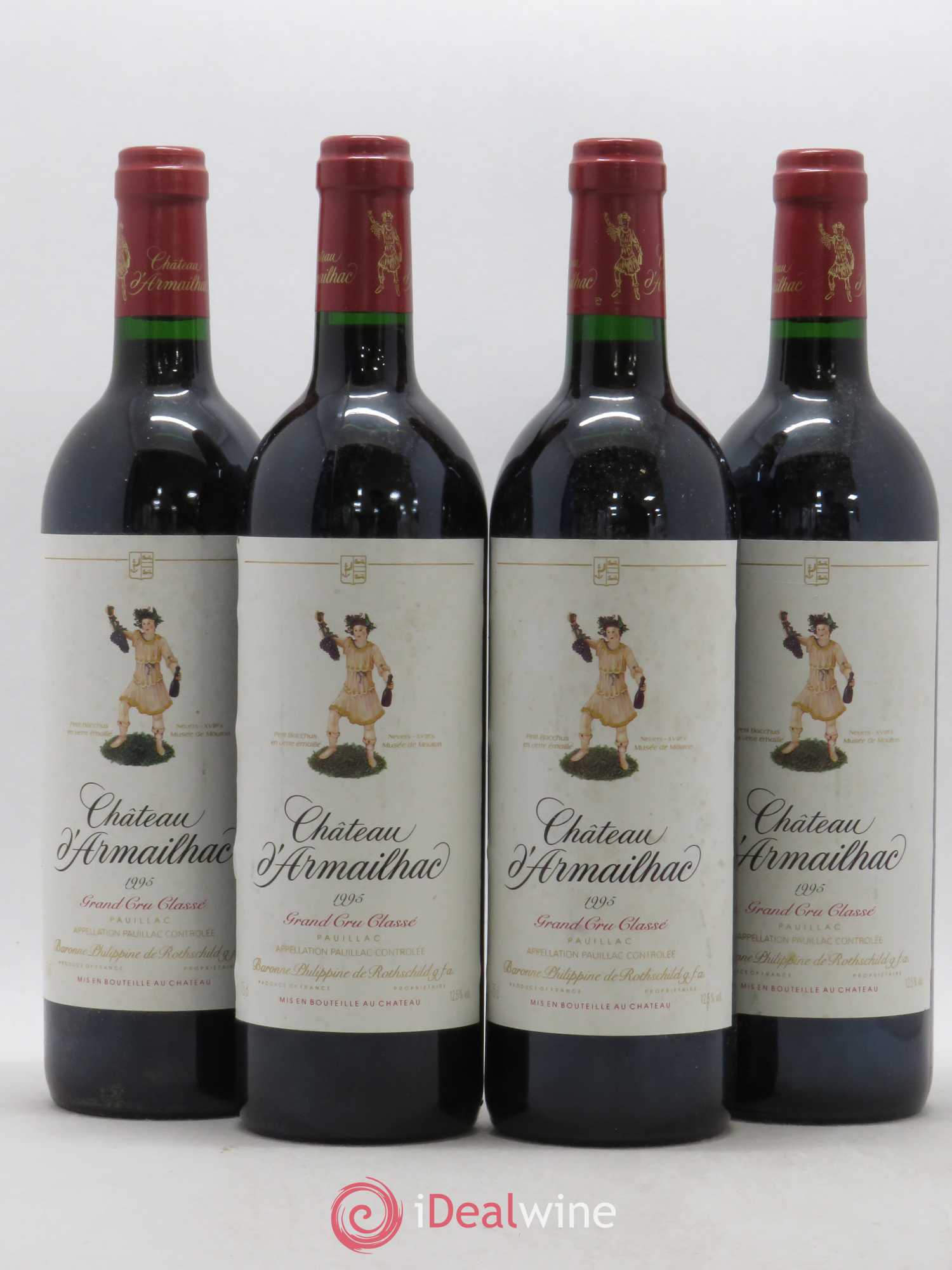 Château d' Armailhac - Mouton Baron(ne) Philippe 5ème Grand Cru Classé 1995 - Lot de 4 bouteilles - 0