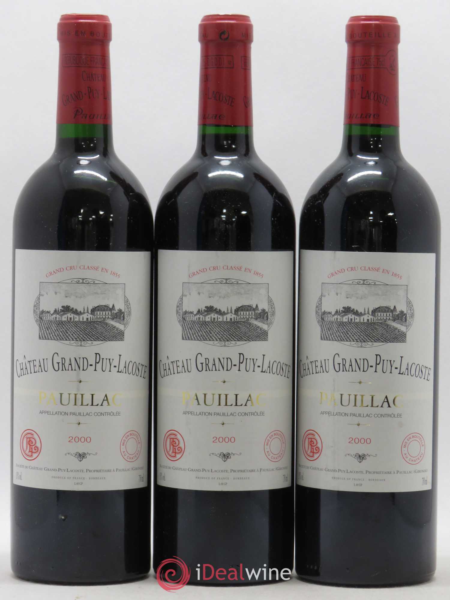 Château Grand Puy Lacoste 5ème Grand Cru Classé 2000 - Lot de 3 bouteilles - 0