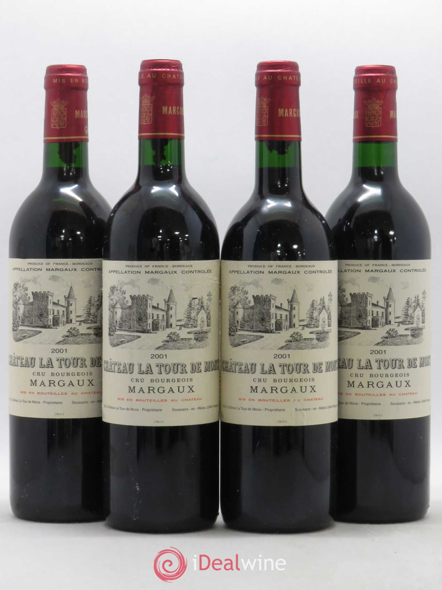 Château la Tour de Mons Cru Bourgeois 2001 - Lot de 4 bouteilles - 0