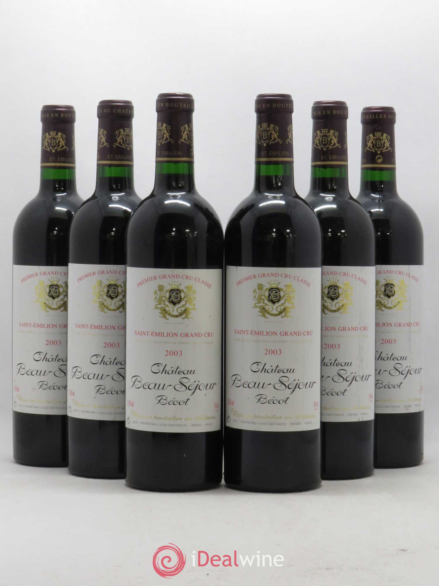 Château Beau-Séjour Bécot 1er Grand Cru Classé B 2003 - Lot de 6 bouteilles - 0