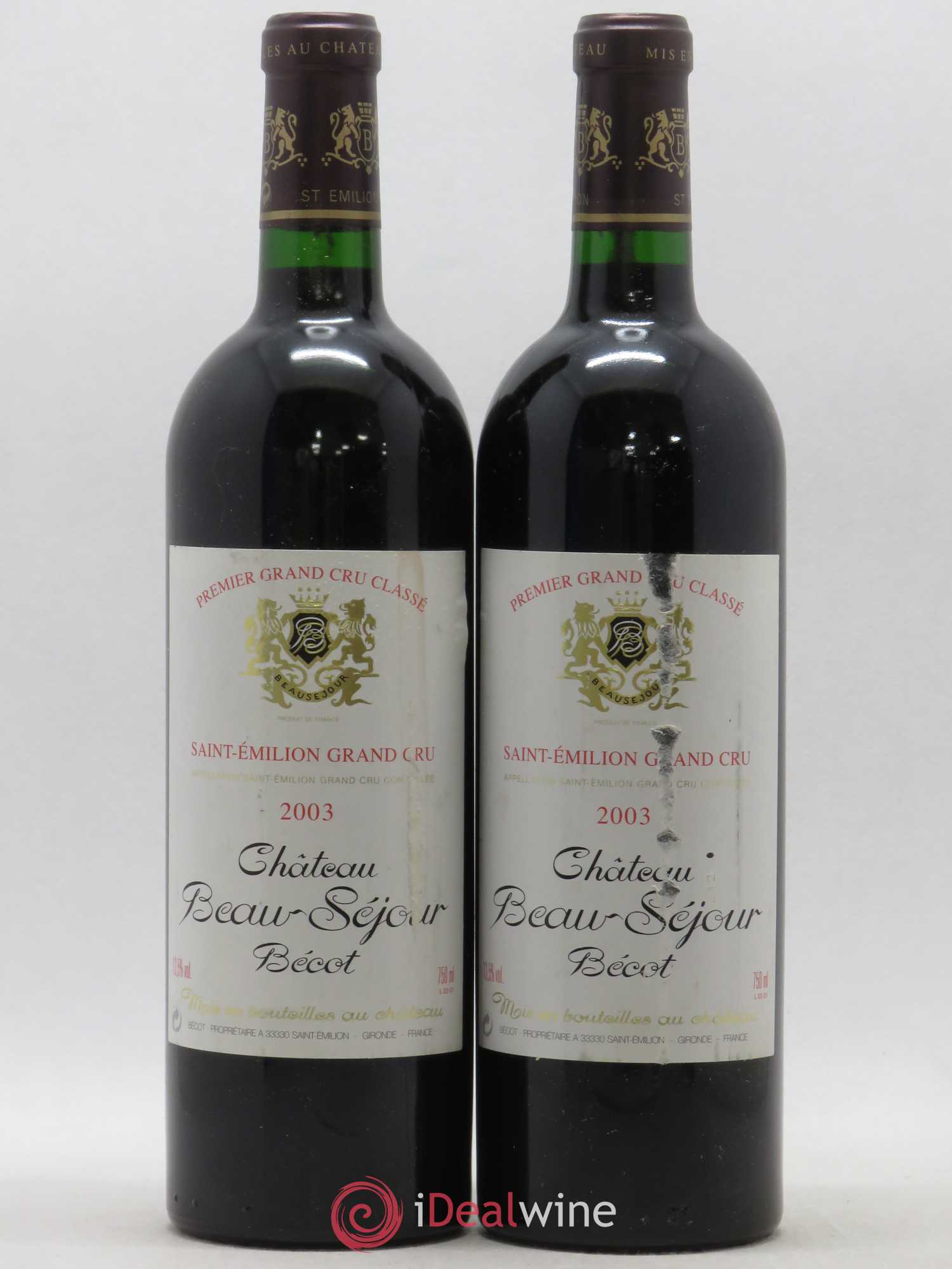 Château Beau-Séjour Bécot 1er Grand Cru Classé B 2003 - Lot de 2 bouteilles - 0