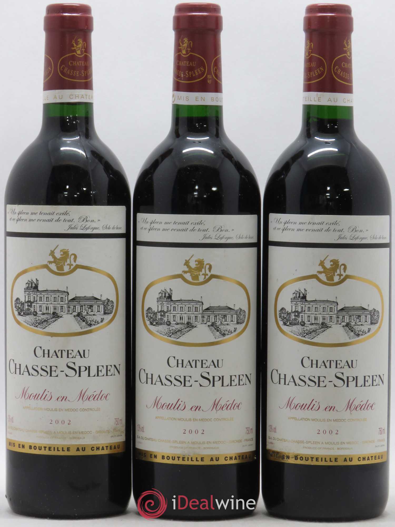 Château Chasse Spleen 2002 - Lot de 3 bouteilles - 0
