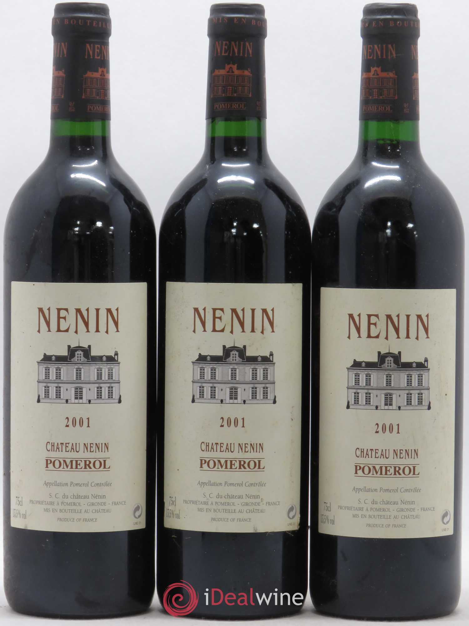Château Nenin 2001 - Lot de 3 bouteilles - 0