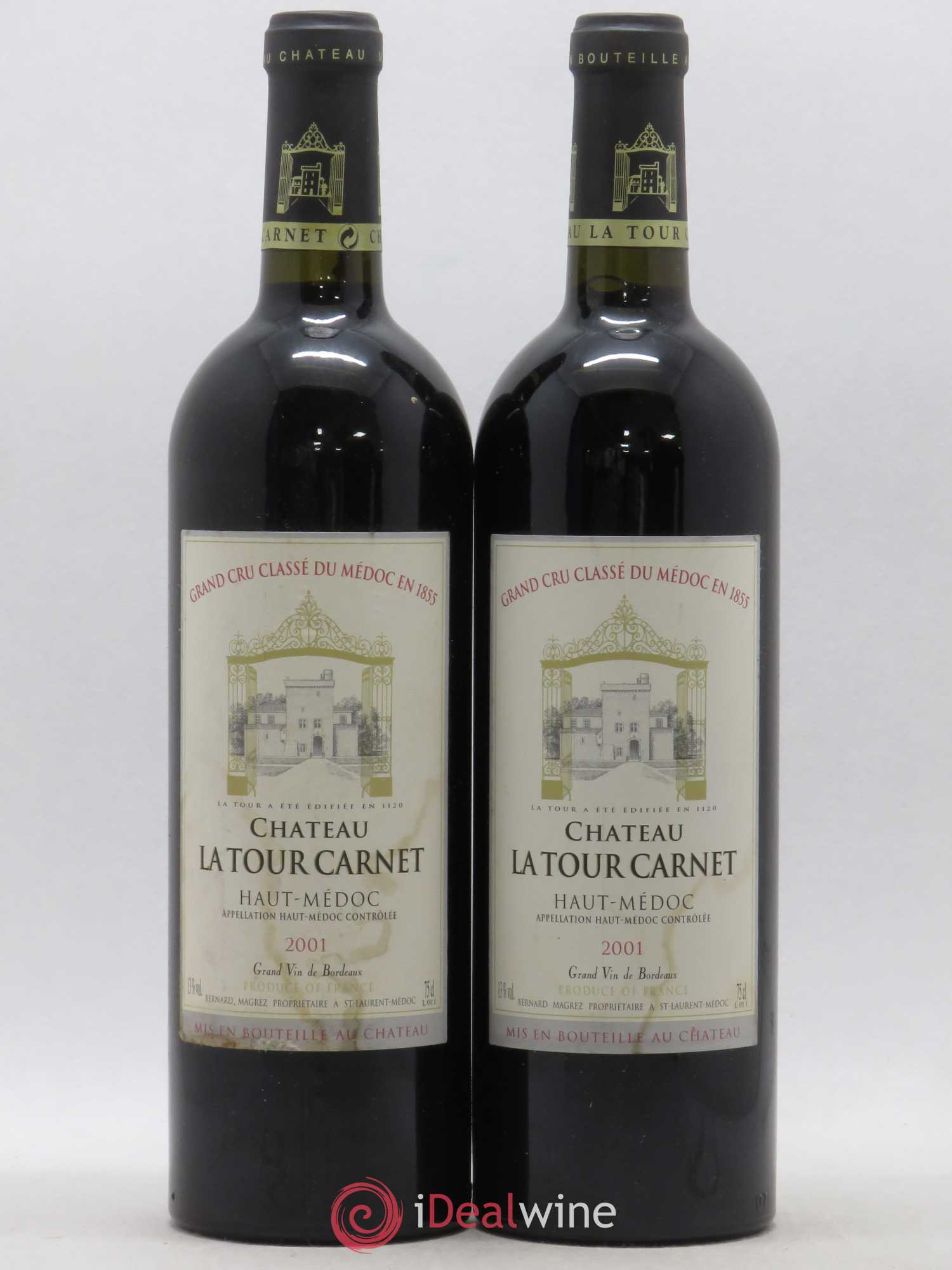 Château la Tour Carnet 4ème Grand Cru Classé 2001 - Lot de 2 bouteilles - 0