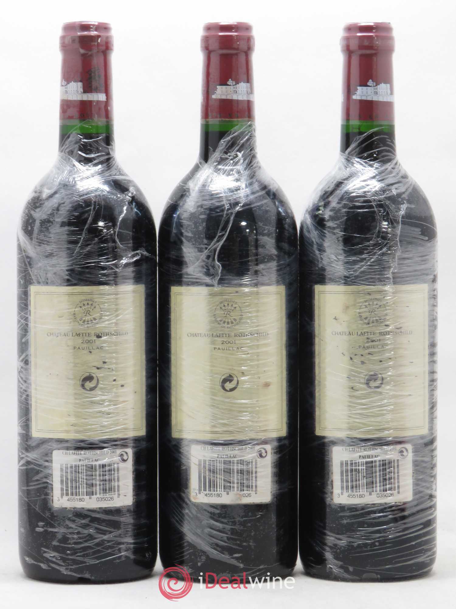 Château Lafite Rothschild 1er Grand Cru Classé 2001 - Lot de 3 bouteilles - 1