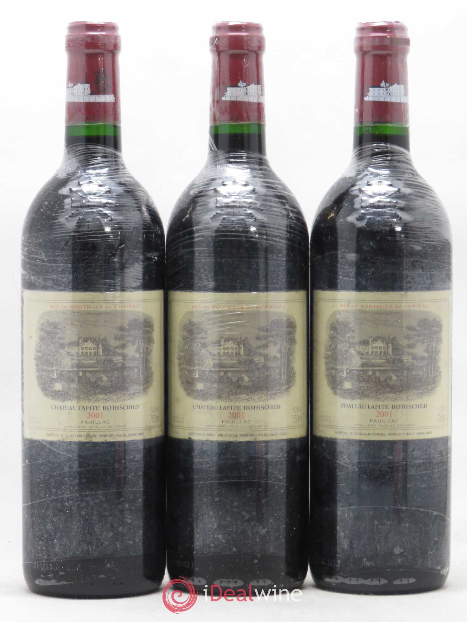 Château Lafite Rothschild 1er Grand Cru Classé 2001 - Lot de 3 bouteilles - 0