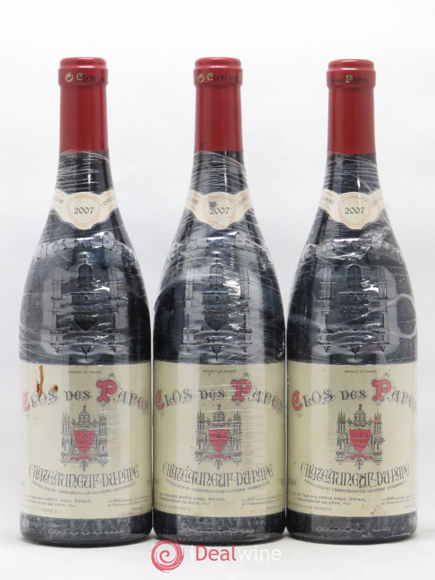 Châteauneuf-du-Pape Clos des Papes - Paul Avril 2007 - Lot de 3 bouteilles - 0