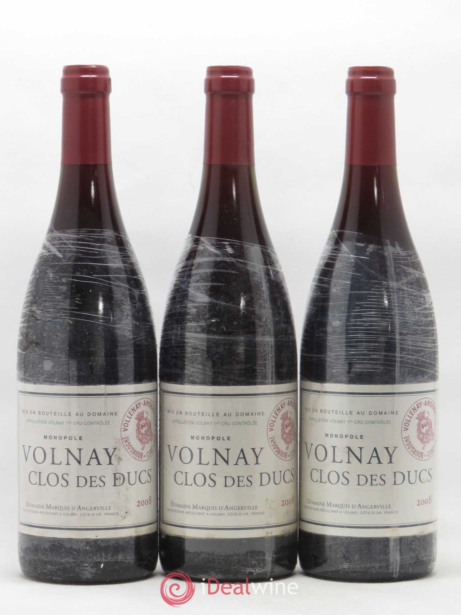 Volnay 1er Cru Clos des Ducs Marquis d'Angerville (Domaine) 2008 - Lot de 3 bouteilles - 0
