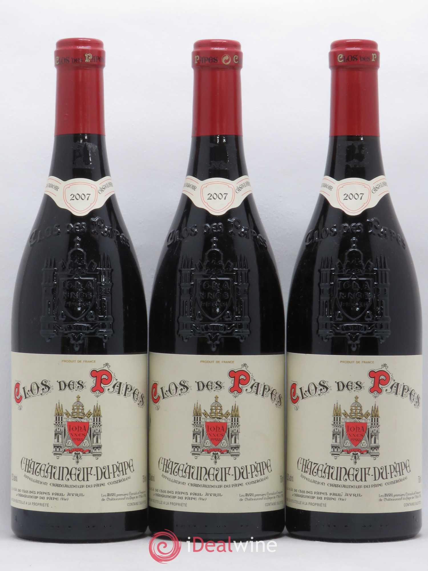 Châteauneuf-du-Pape Clos des Papes - Paul Avril 2007 - Lot de 3 bouteilles - 0