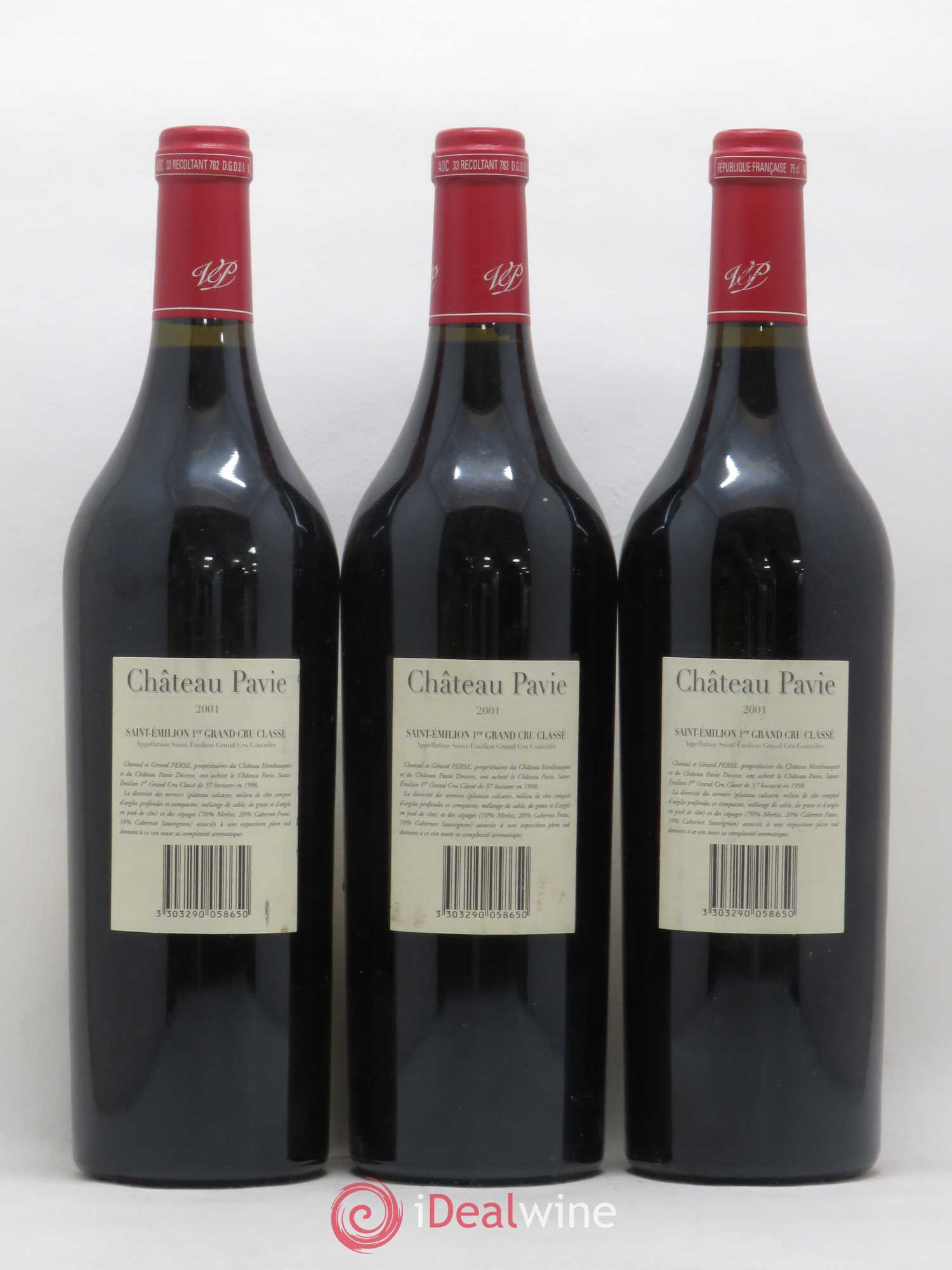Château Pavie 1er Grand Cru Classé A 2001 - Lot de 3 bouteilles - 1