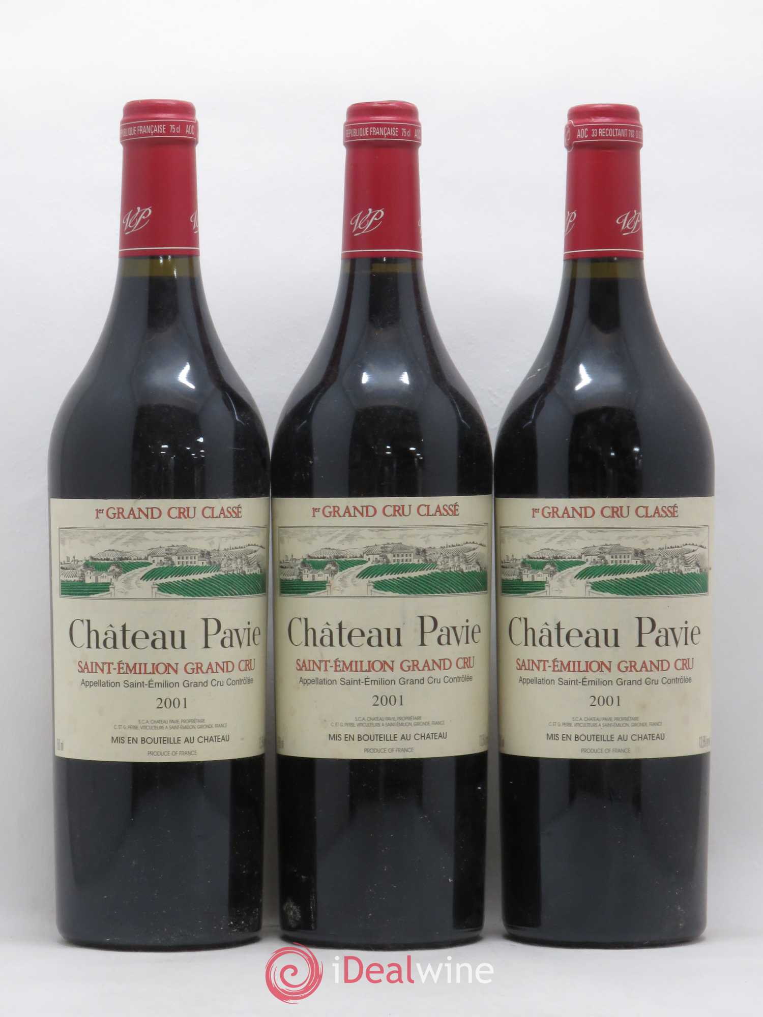 Château Pavie 1er Grand Cru Classé A 2001 - Lot de 3 bouteilles - 0