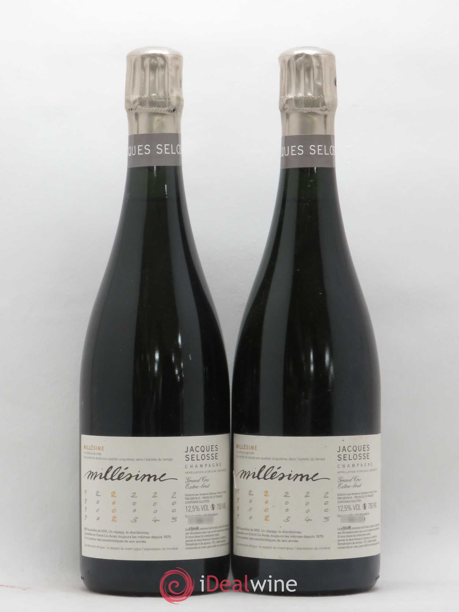 1er Cru Millésimé Extra-Brut Jacques Selosse 2002 - Lot de 2 bouteilles - 0