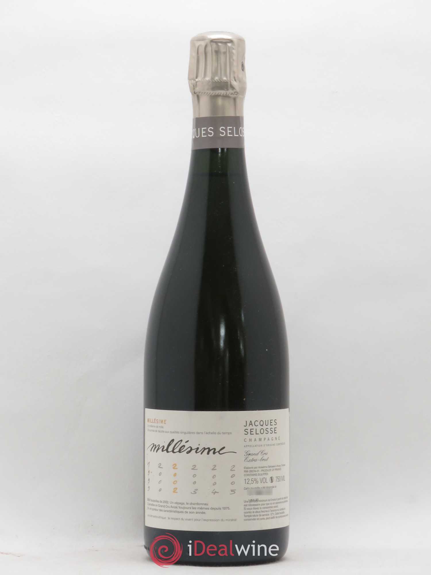 1er Cru Millésimé Extra-Brut Jacques Selosse 2002 - Lot de 1 bouteille - 0