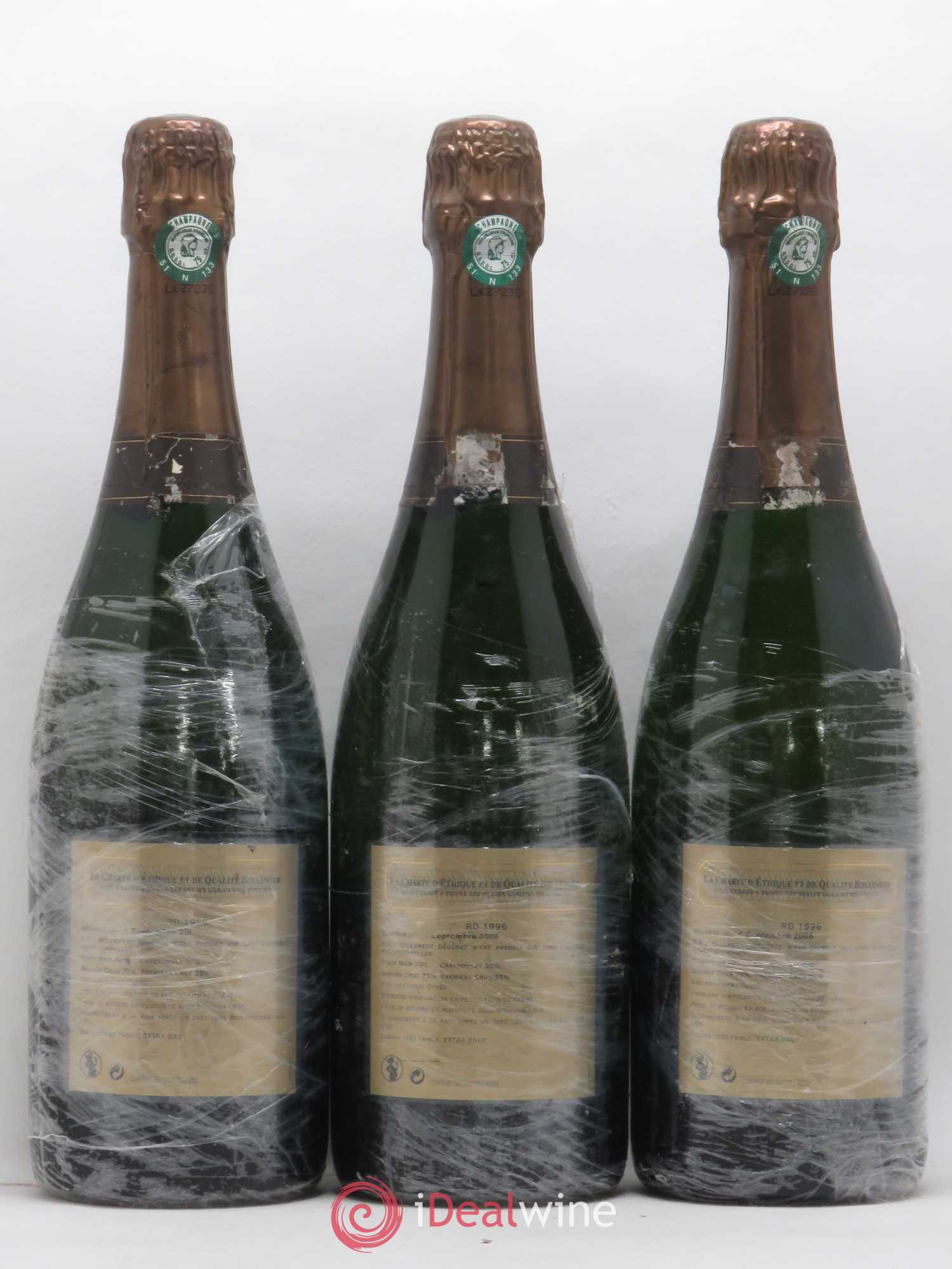 R.D. Extra-Brut Bollinger 1996 - Lot de 3 bouteilles - 1