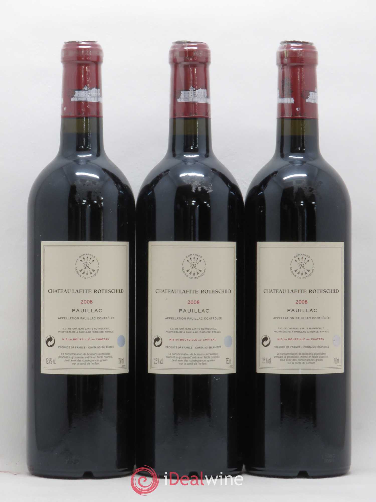Château Lafite Rothschild 1er Grand Cru Classé 2008 - Lot de 3 bouteilles - 1
