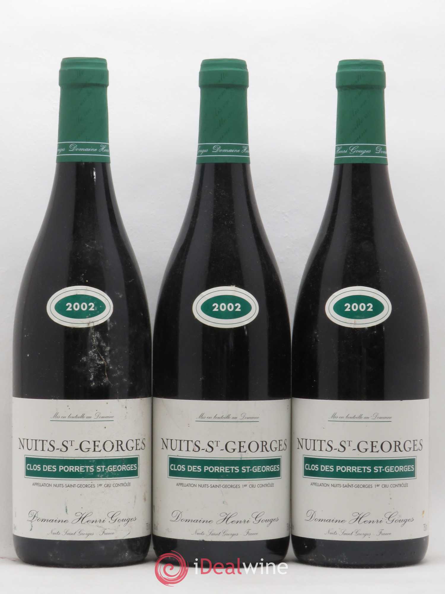 Nuits-Saint-Georges 1er Cru Clos des Porrets St Georges Henri Gouges 2002 - Posten von 3 Flaschen - 0
