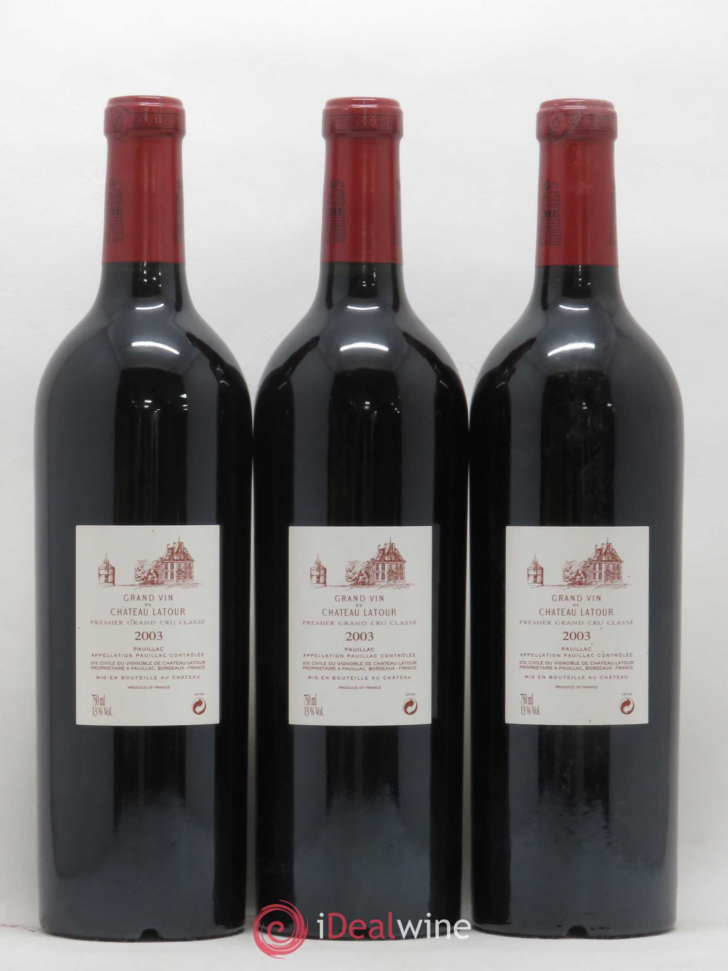 Château Latour 1er Grand Cru Classé 2003 - Lot de 3 bouteilles - 1