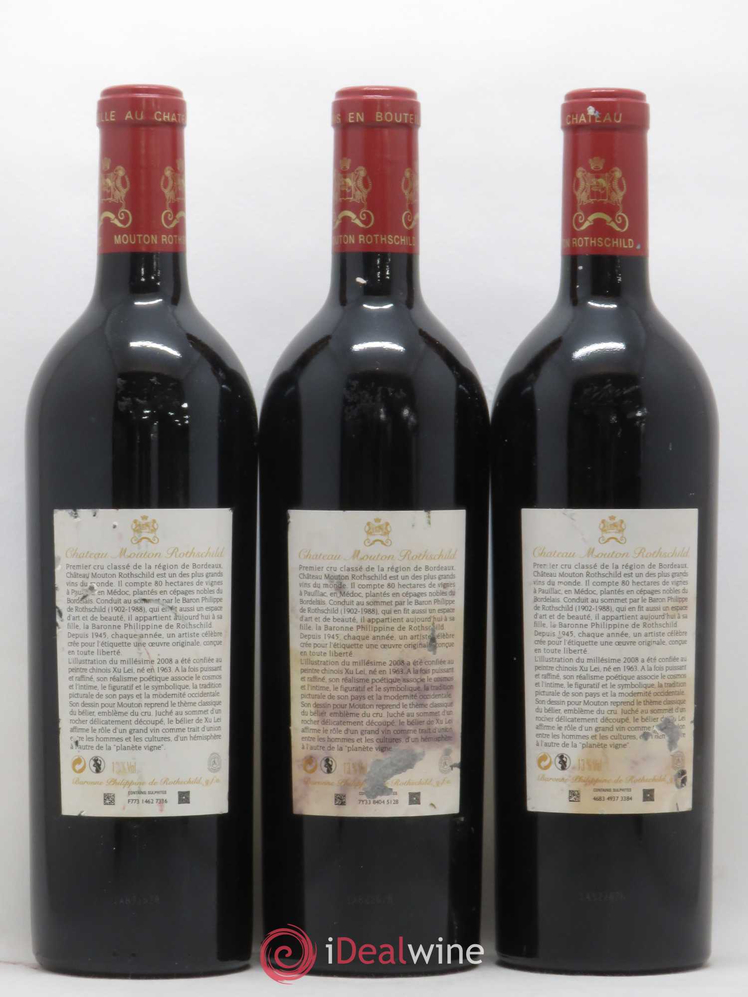 Château Mouton Rothschild 1er Grand Cru Classé 2008 - Lot de 3 bouteilles - 1