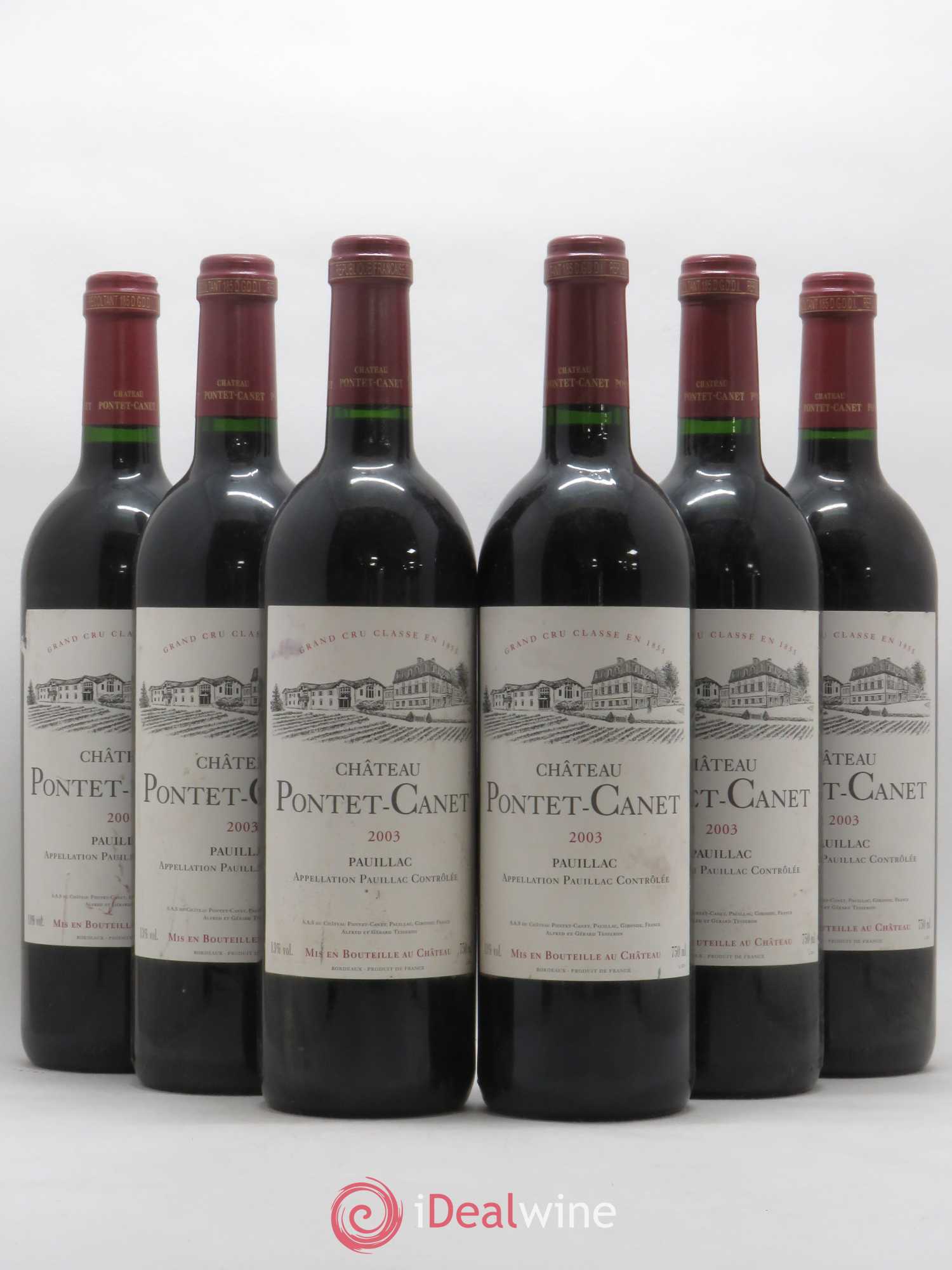 Château Pontet Canet 5ème Grand Cru Classé 2003 - Lot de 6 bouteilles - 0