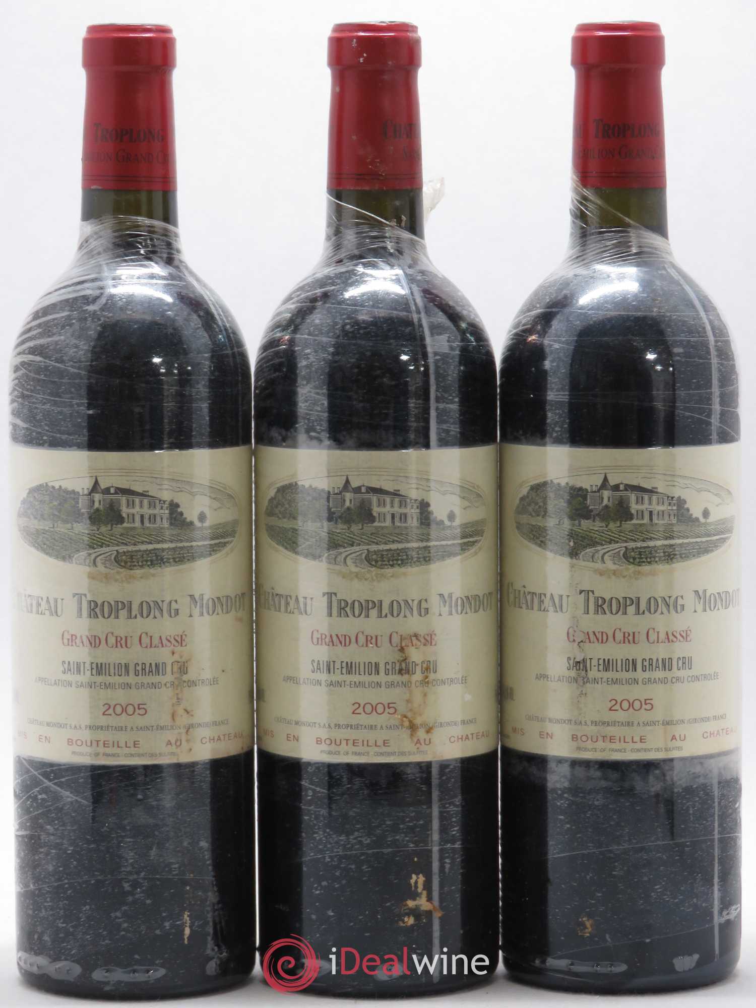Château Troplong Mondot 1er Grand Cru Classé B 2005 - Lot de 3 bouteilles - 0