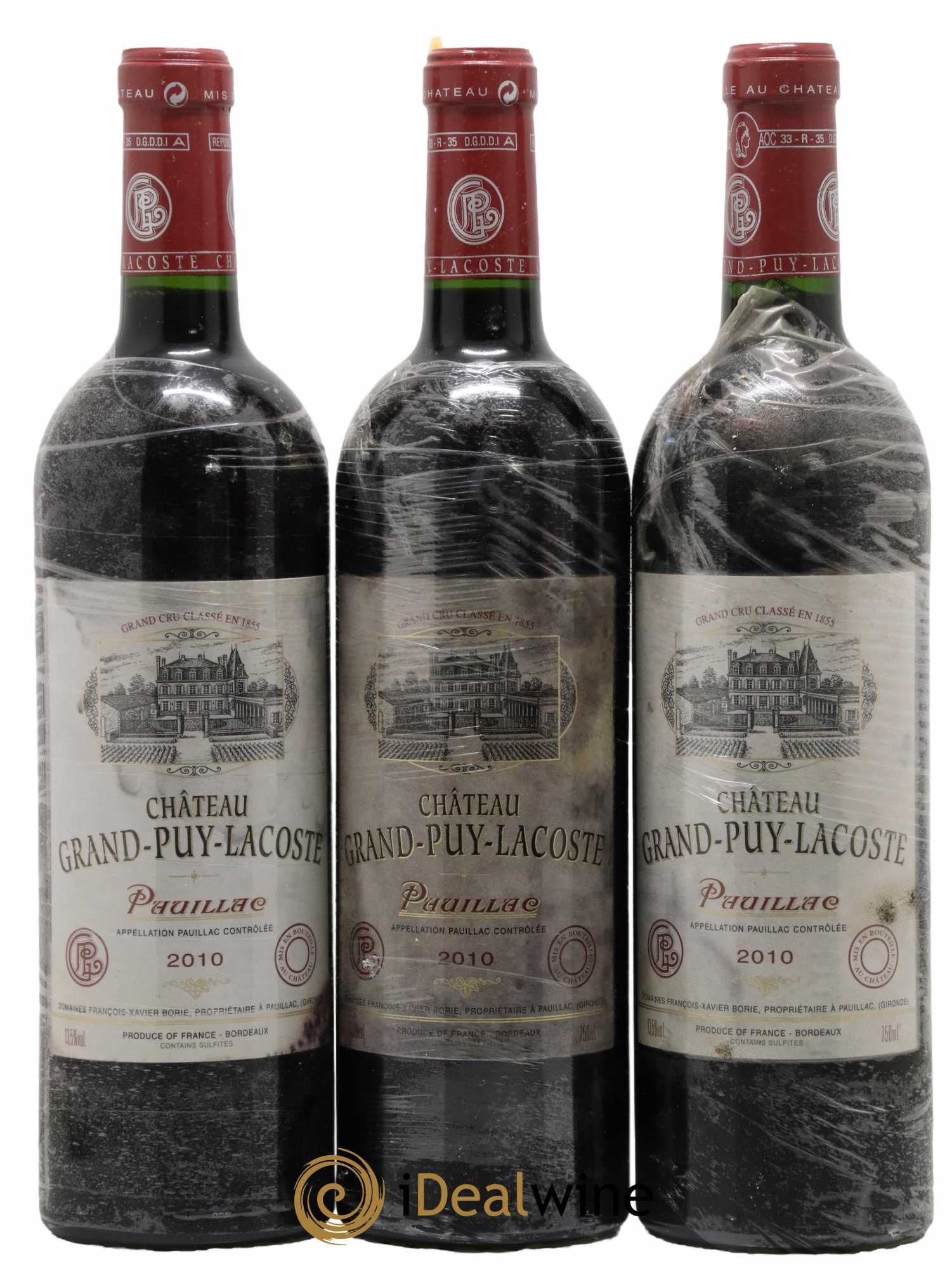 Château Grand Puy Lacoste 5ème Grand Cru Classé 2010 - Lot de 3 bouteilles - 0