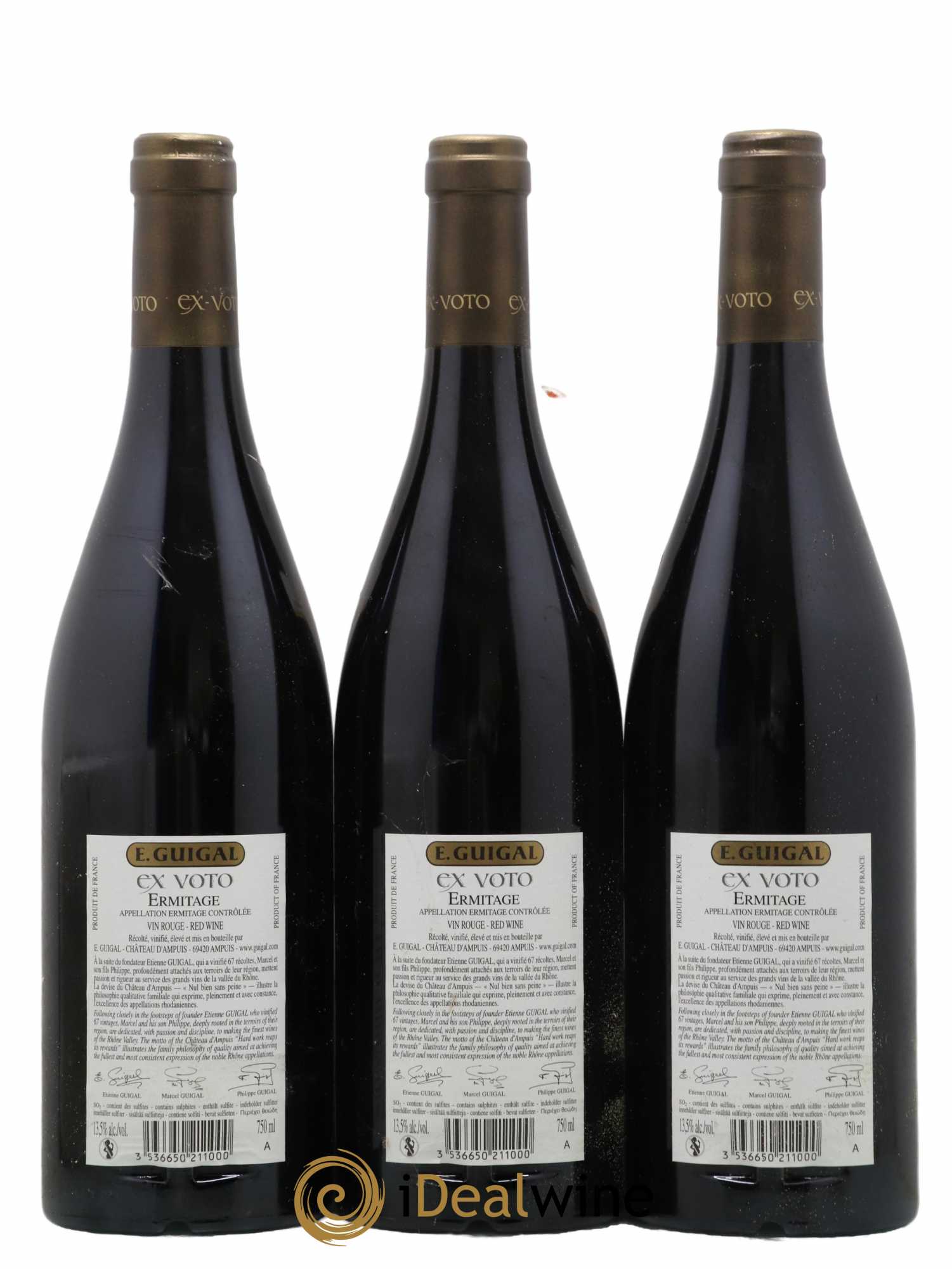 Ermitage Ex Voto Guigal 2010 - Lot de 3 bouteilles - 1