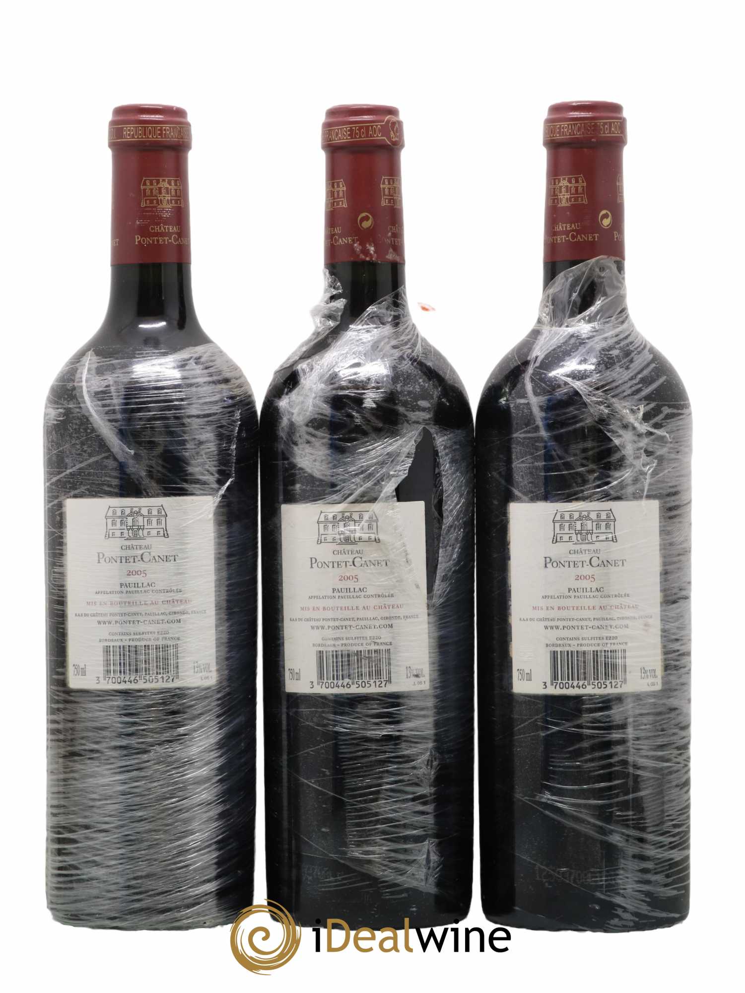 Château Pontet Canet 5ème Grand Cru Classé 2005 - Lot de 3 bouteilles - 1