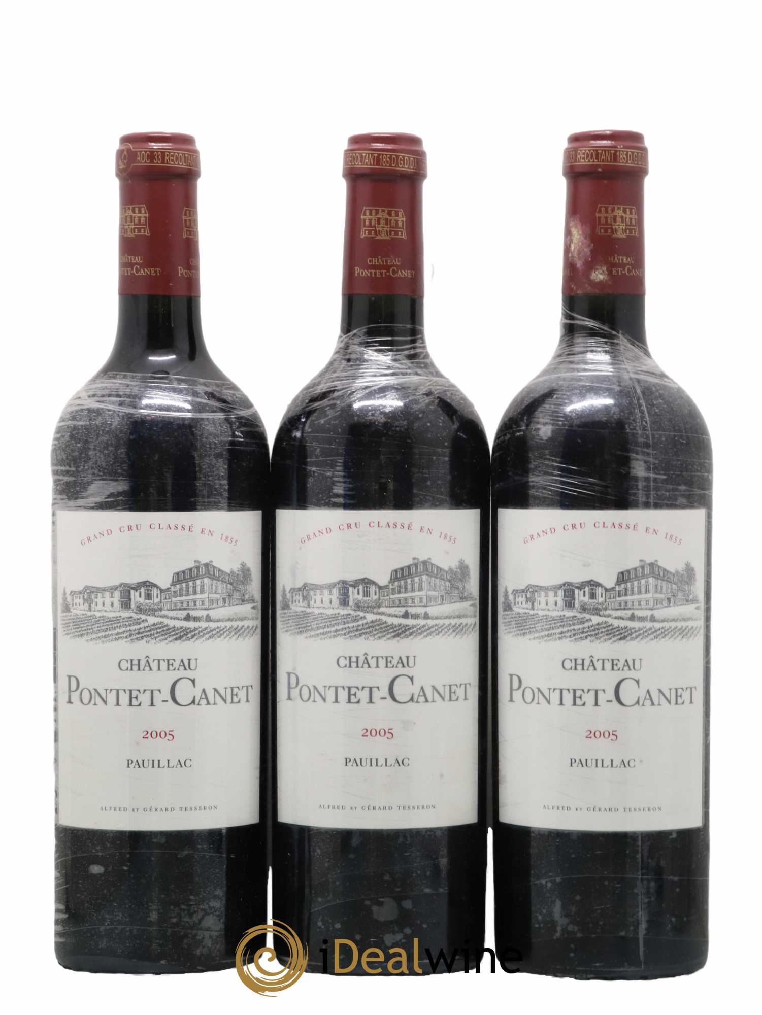Château Pontet Canet 5ème Grand Cru Classé 2005 - Lot de 3 bouteilles - 0