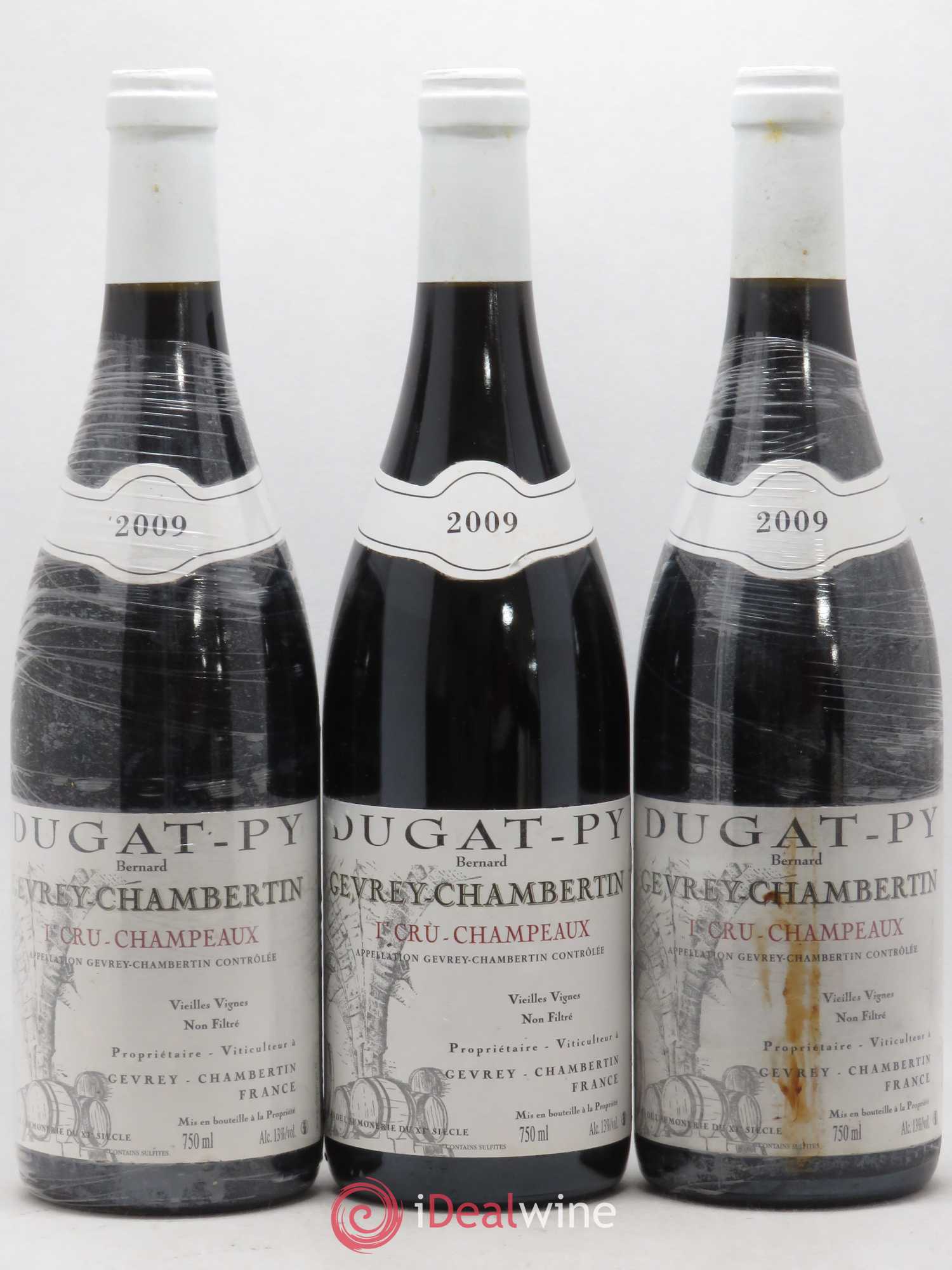 Gevrey-Chambertin 1er Cru Champeaux Dugat-Py Vieilles vignes 2009 - Lot de 3 bouteilles - 0