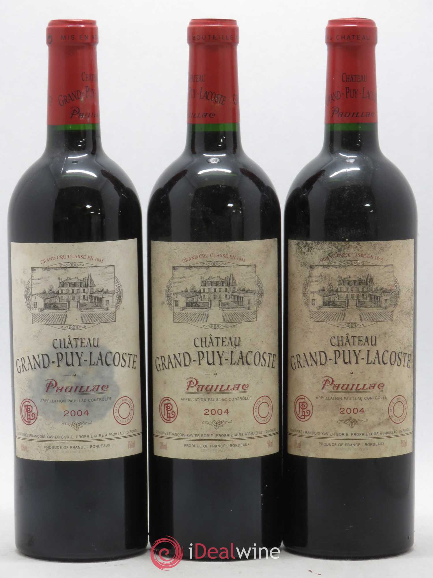 Château Grand Puy Lacoste 5ème Grand Cru Classé 2004 - Lot de 3 bouteilles - 0
