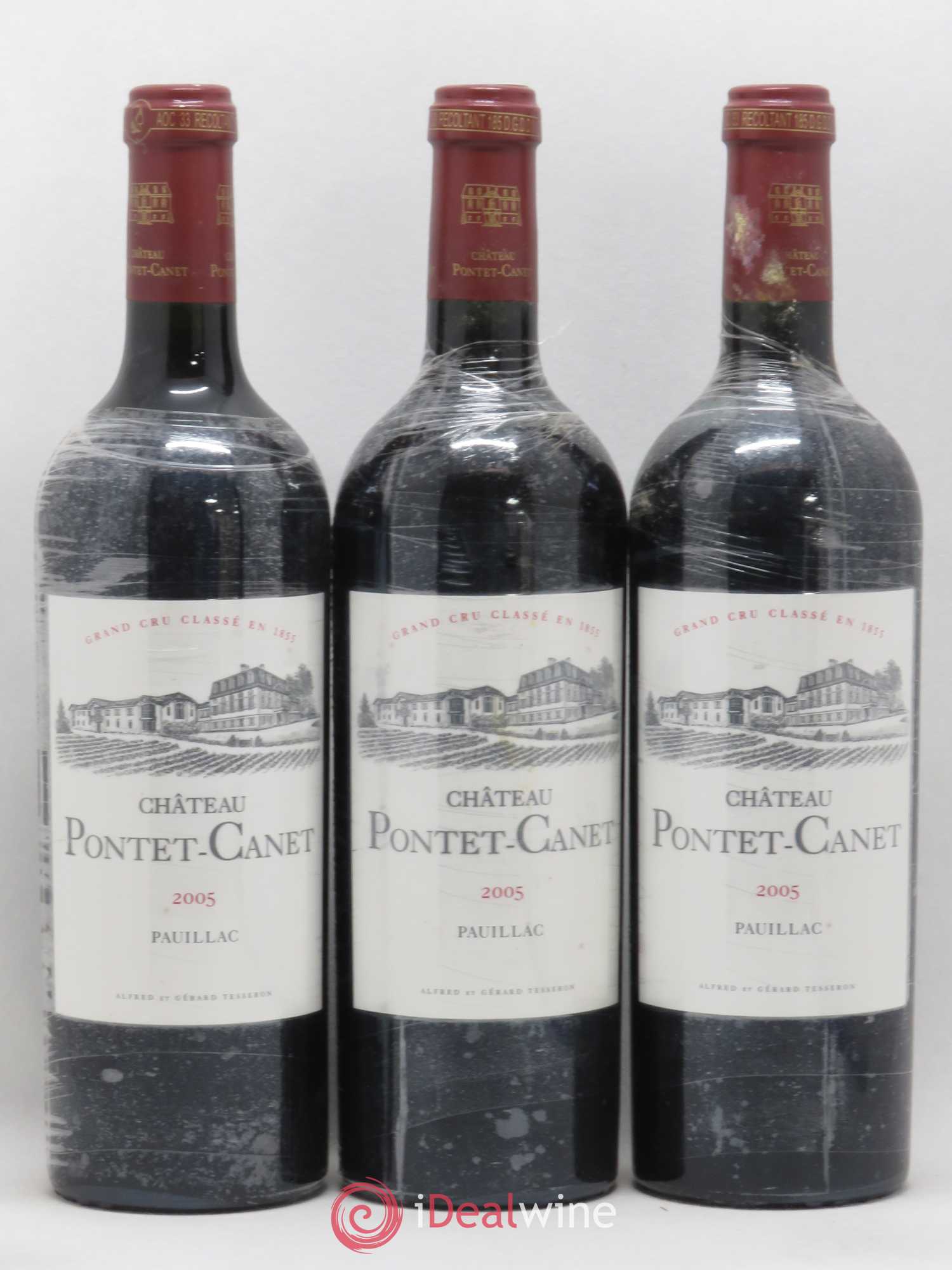 Château Pontet Canet 5ème Grand Cru Classé 2005 - Lot de 3 bouteilles - 0