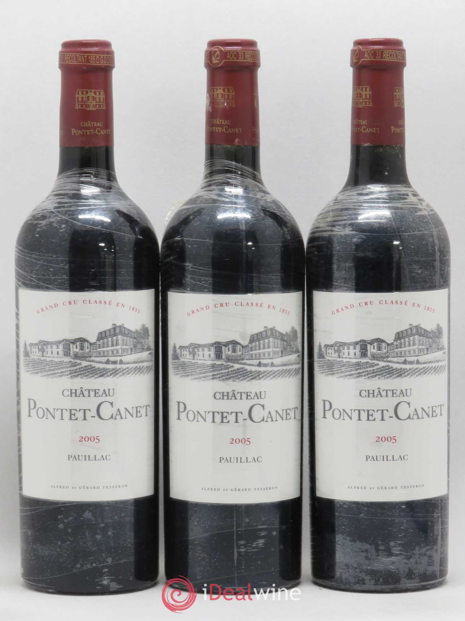 Château Pontet Canet 5ème Grand Cru Classé 2005 - Lot de 3 bouteilles - 0