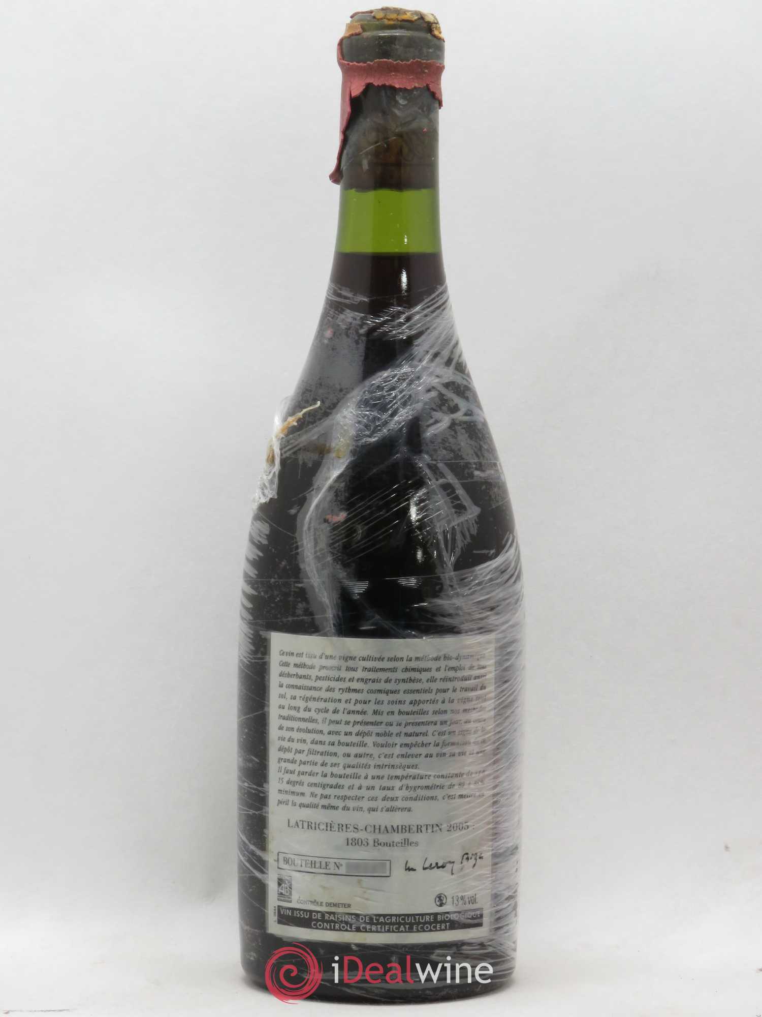 Latricières-Chambertin Grand Cru Leroy (Domaine) 2005 - Lot de 1 bouteille - 1