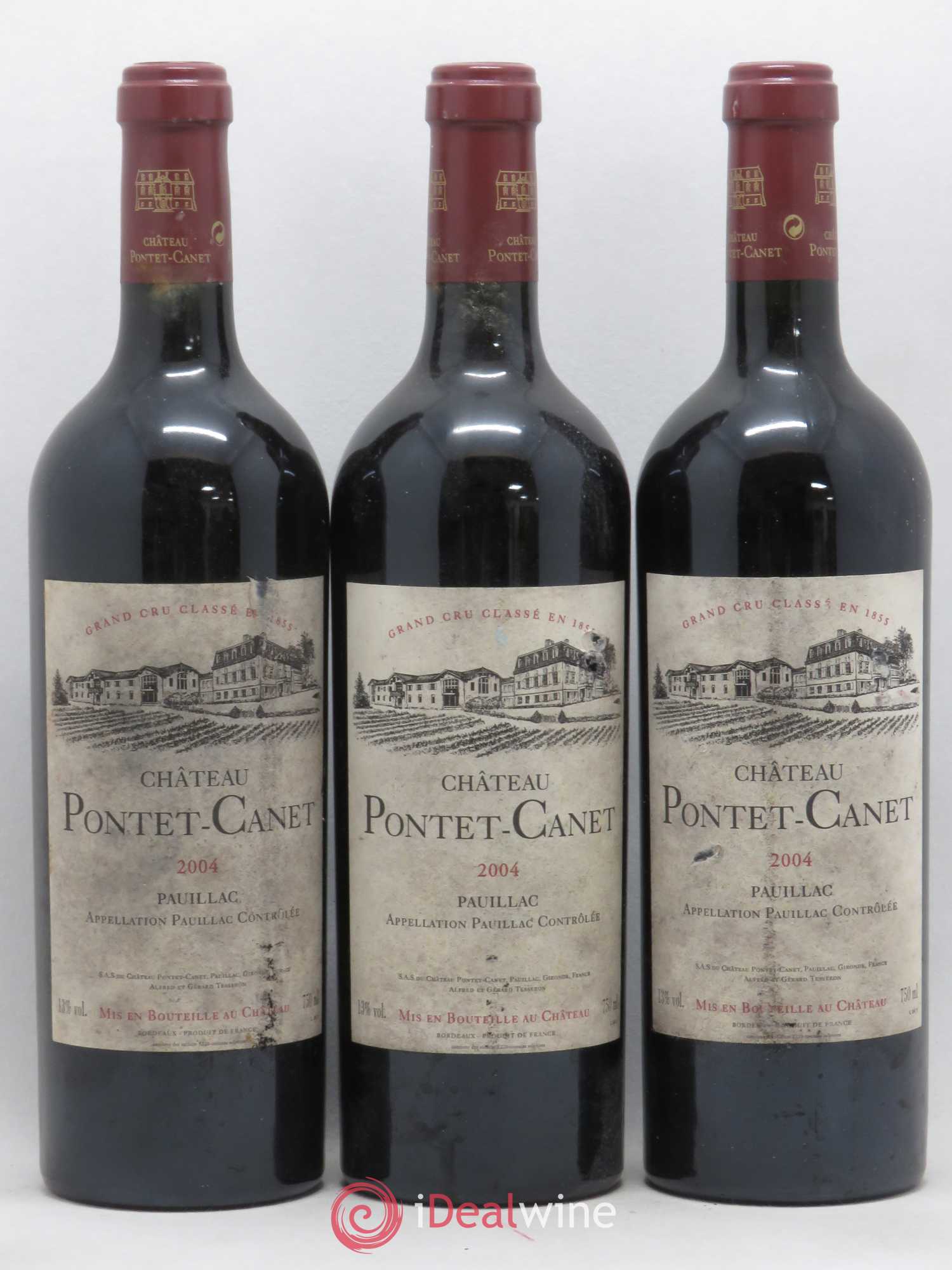 Château Pontet Canet 5ème Grand Cru Classé 2004 - Lot de 3 bouteilles - 0