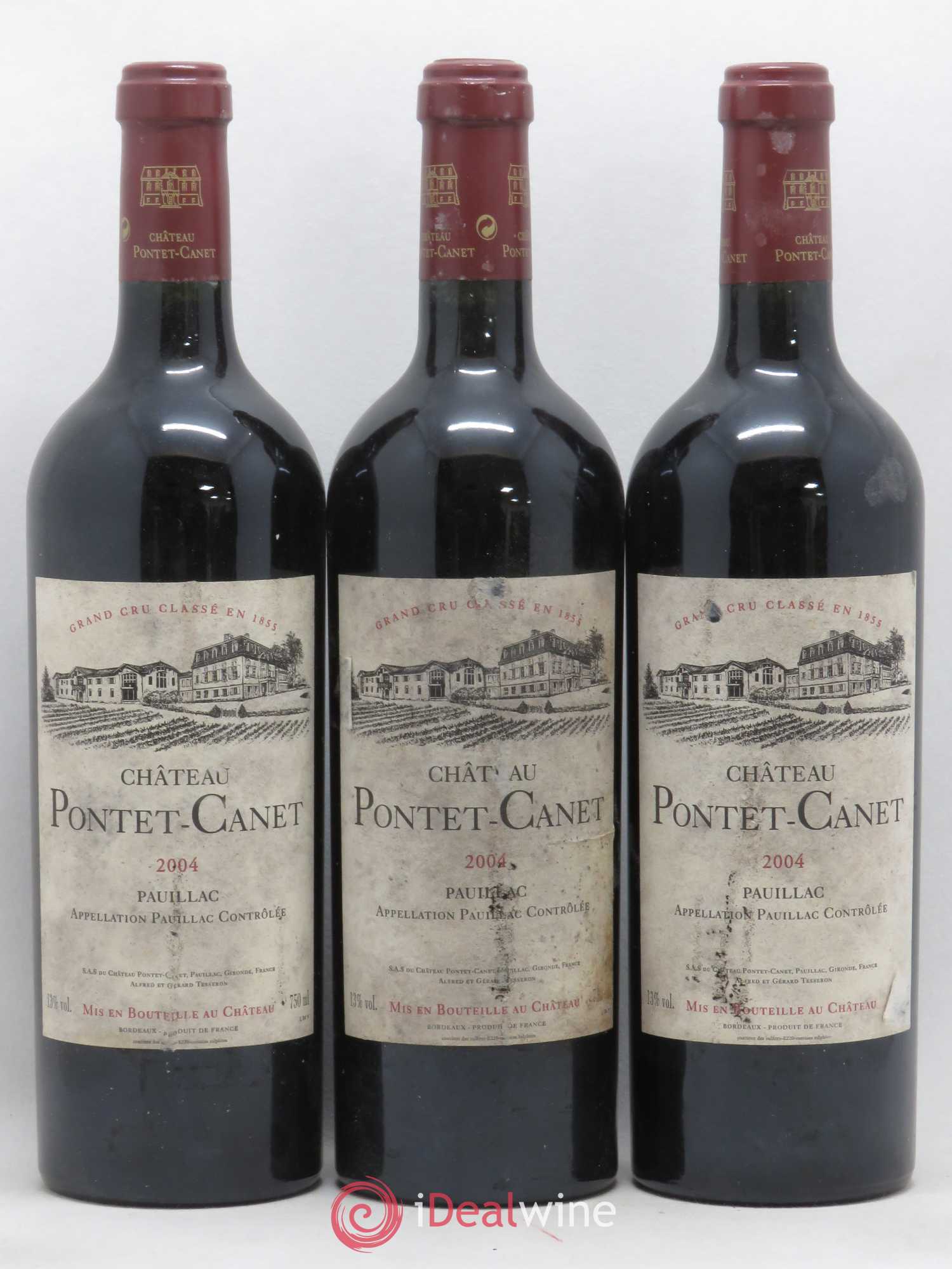 Château Pontet Canet 5ème Grand Cru Classé 2004 - Lot de 3 bouteilles - 0