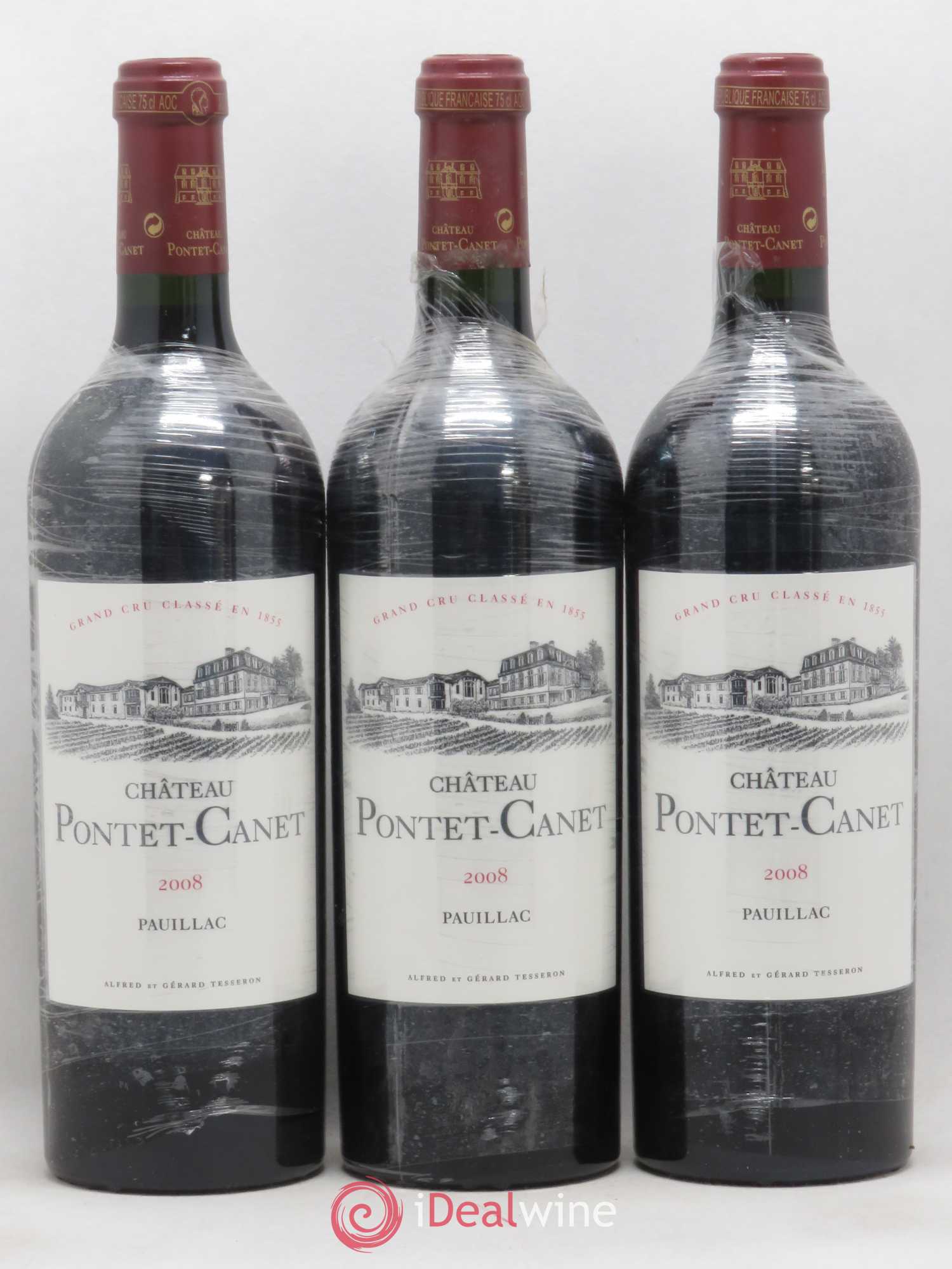 Château Pontet Canet 5ème Grand Cru Classé 2008 - Lot de 3 bouteilles - 0