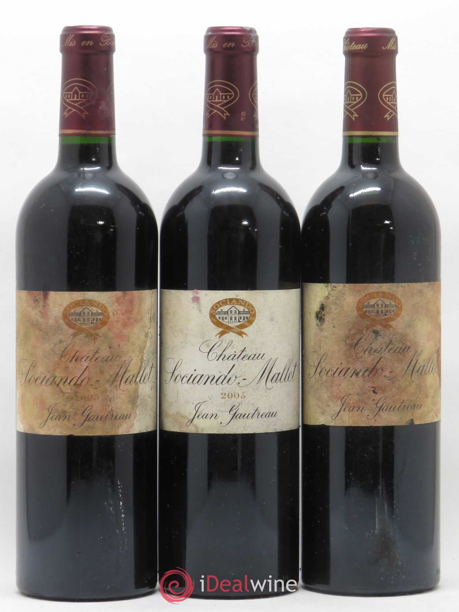 Château Sociando Mallet 2005 - Lot de 3 bouteilles - 0