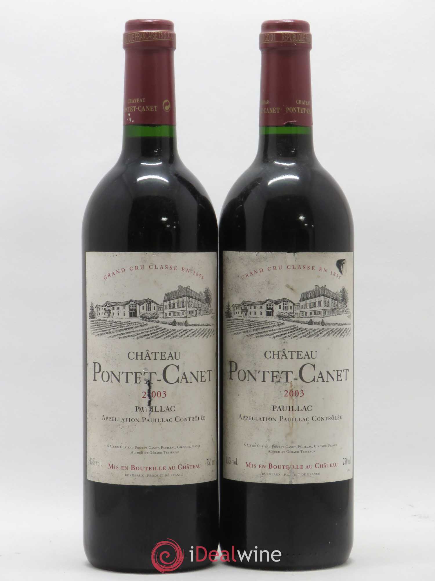 Château Pontet Canet 5ème Grand Cru Classé 2003 - Lot de 2 bouteilles - 0