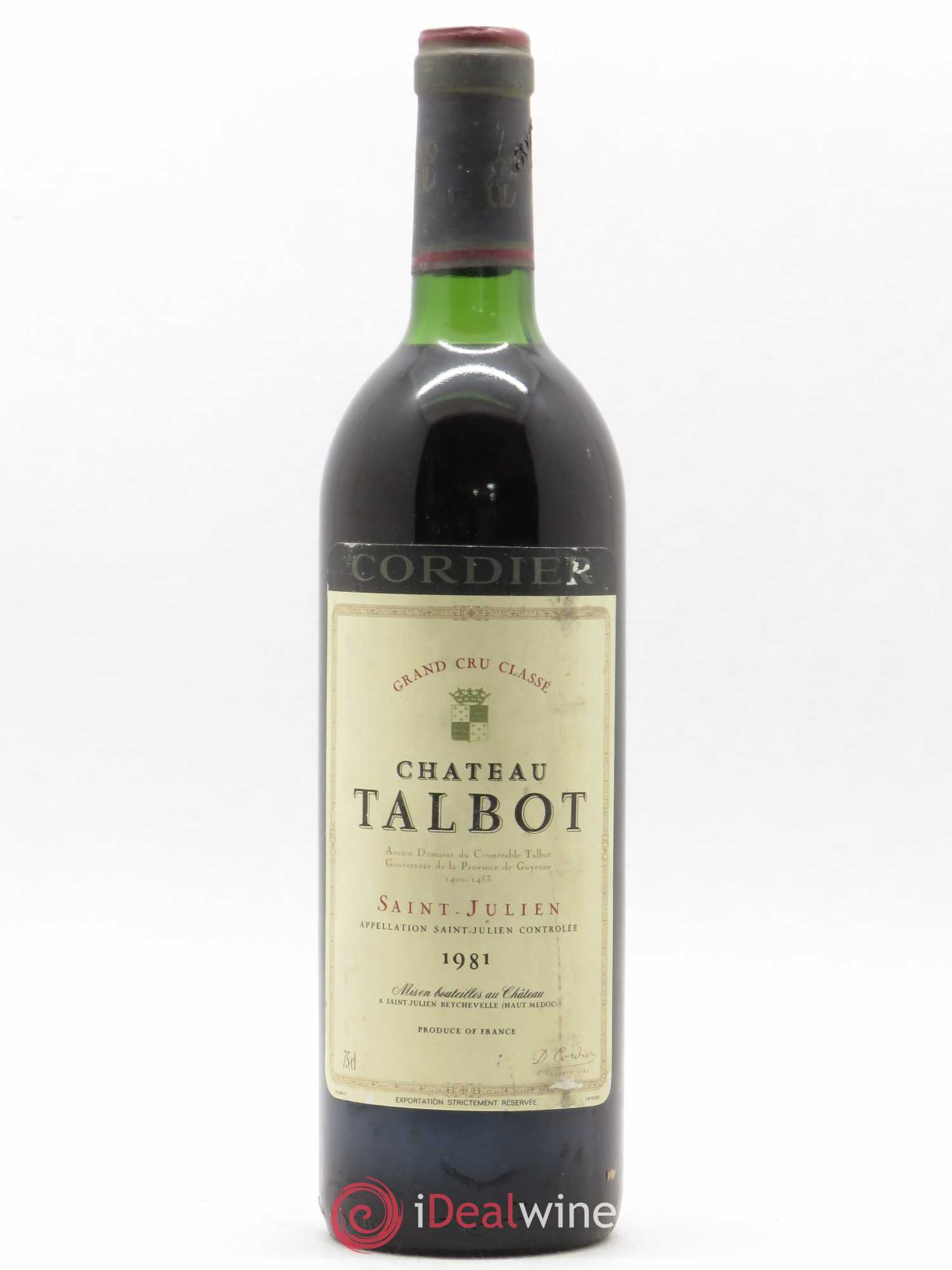 Château Talbot 4ème Grand Cru Classé 1981 - Lot de 1 bouteille - 0