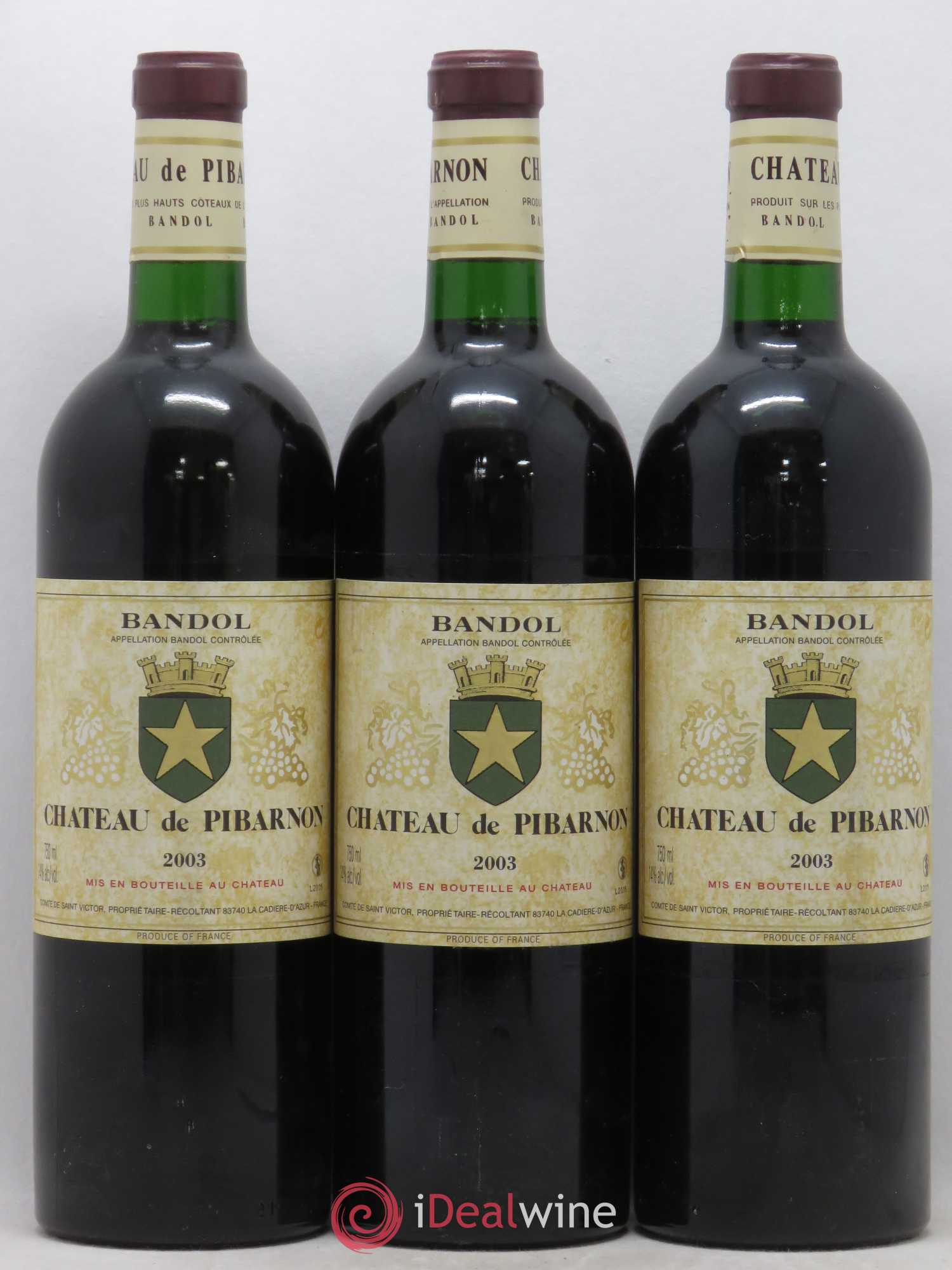 Bandol Château de Pibarnon Comte de Saint-Victor 2003 - Lot de 3 bouteilles - 0
