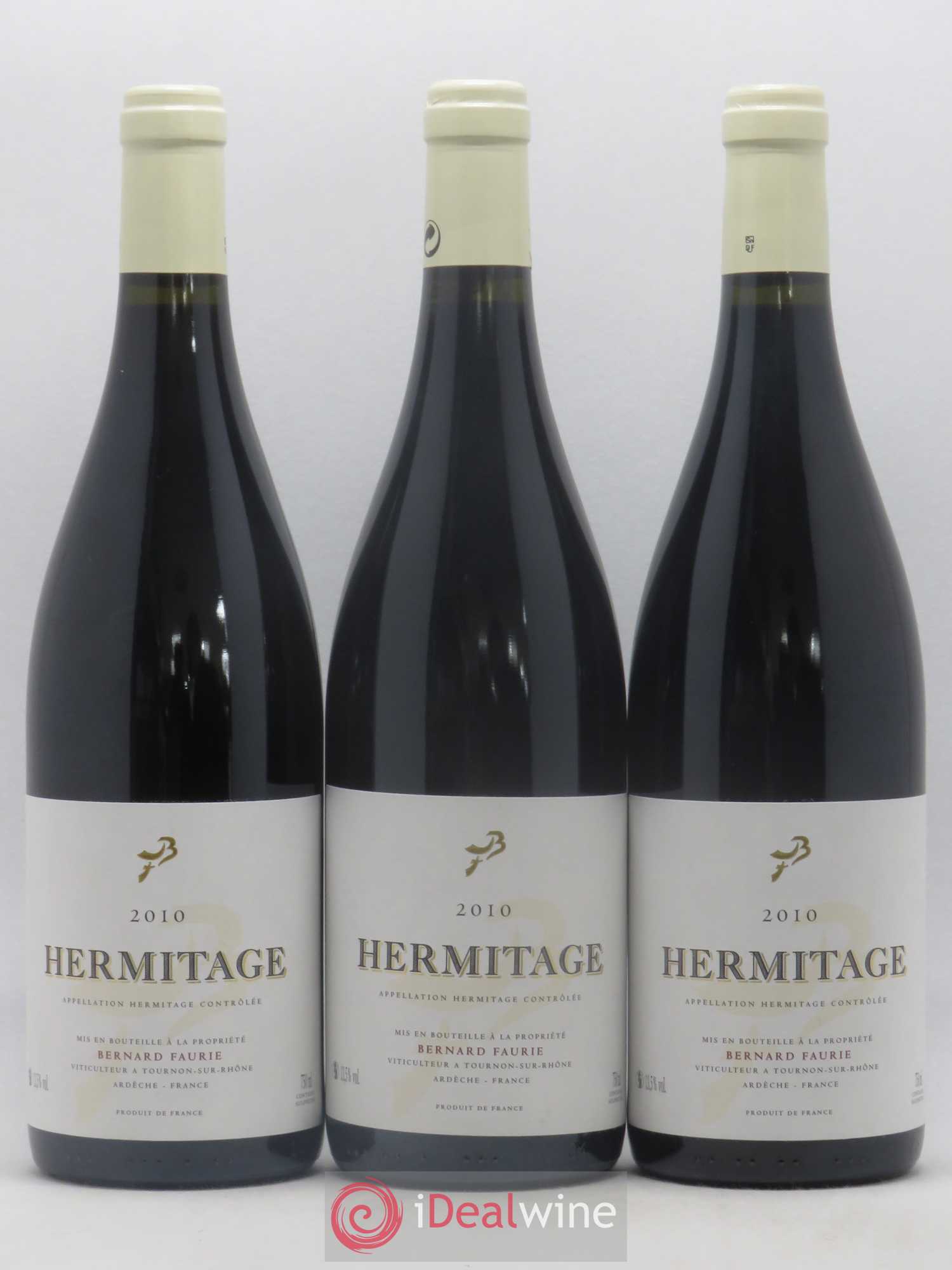 Hermitage Greffieux Bessards (capsule blanche) Bernard Faurie 2010 - Lot de 3 bouteilles - 0