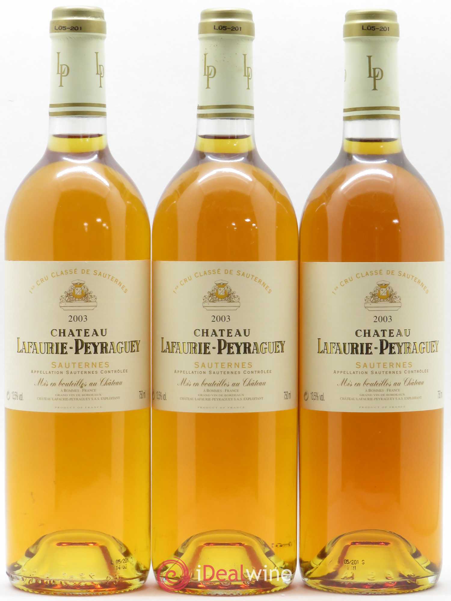 Château Lafaurie-Peyraguey 1er Grand Cru Classé 2003 - Lotto di 3 bottiglie - 0