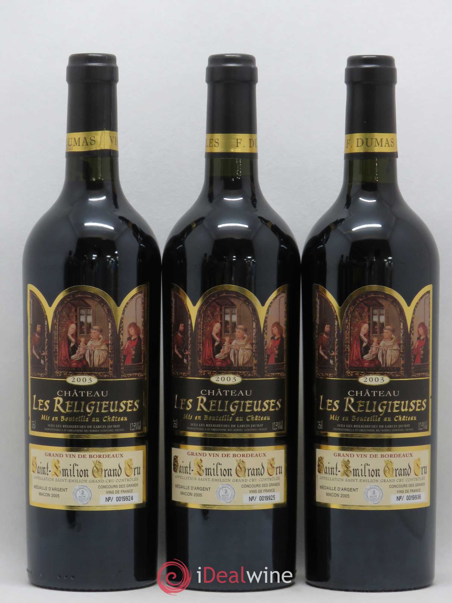Saint-Émilion Grand Cru Château Les Religieuses (sans prix de réserve) 2003 - Posten von 6 Flaschen - 1