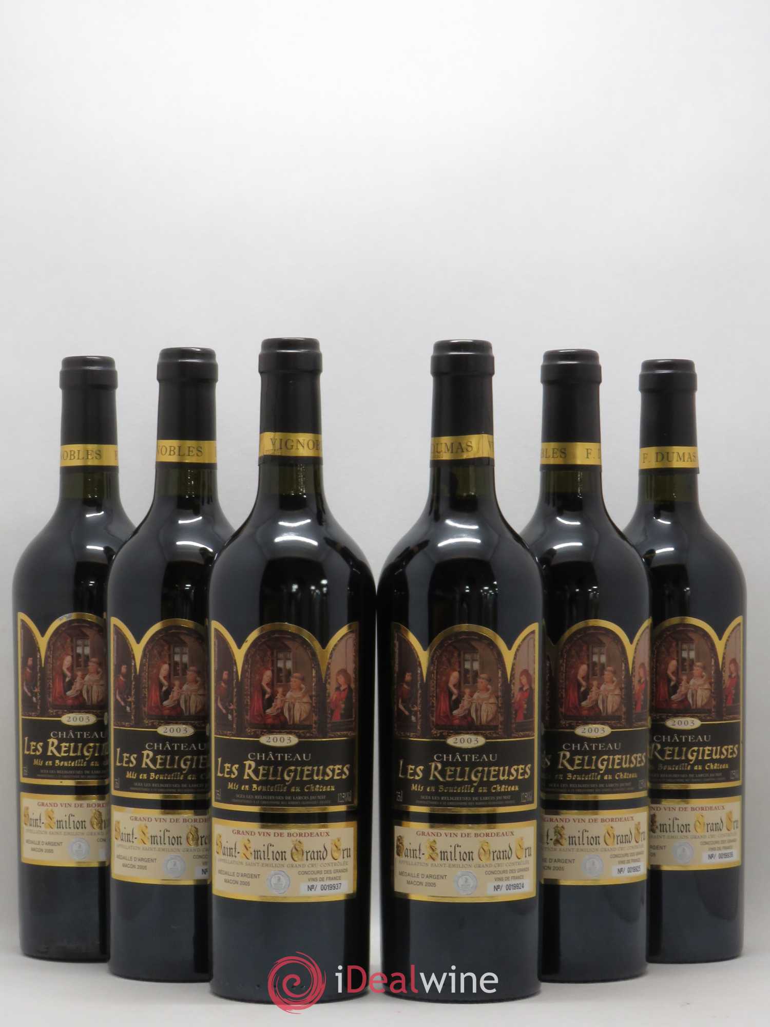 Saint-Émilion Grand Cru Château Les Religieuses (sans prix de réserve) 2003 - Posten von 6 Flaschen - 0