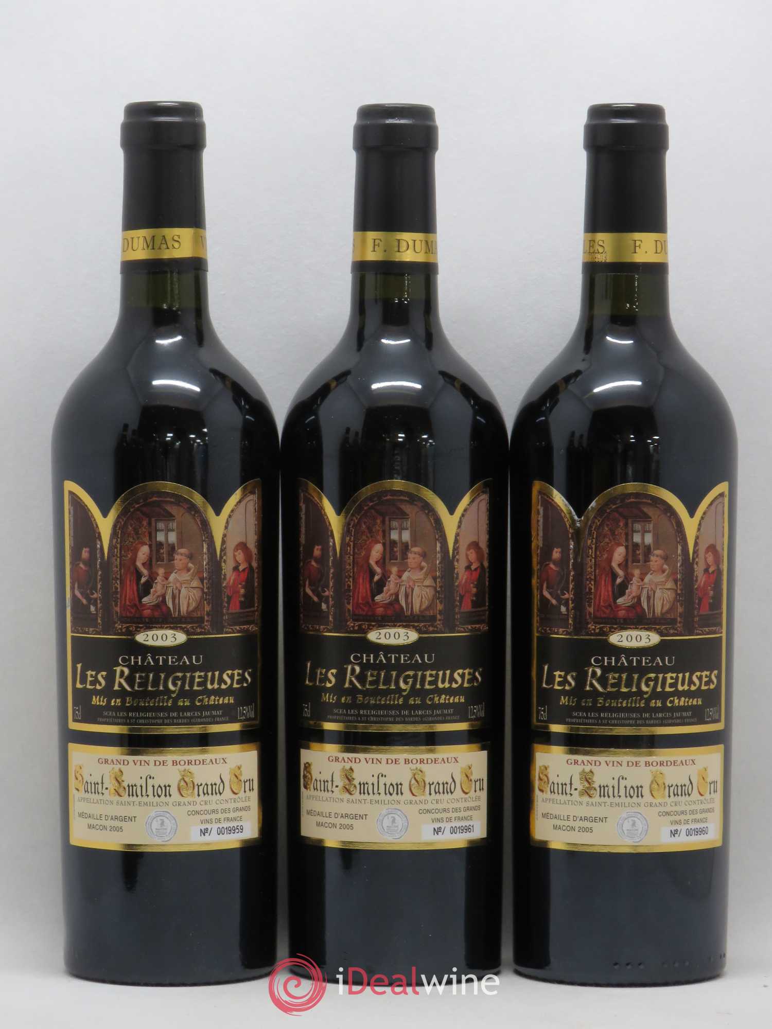 Saint-Émilion Grand Cru Château Les Religieuses 2003 - Posten von 6 Flaschen - 1