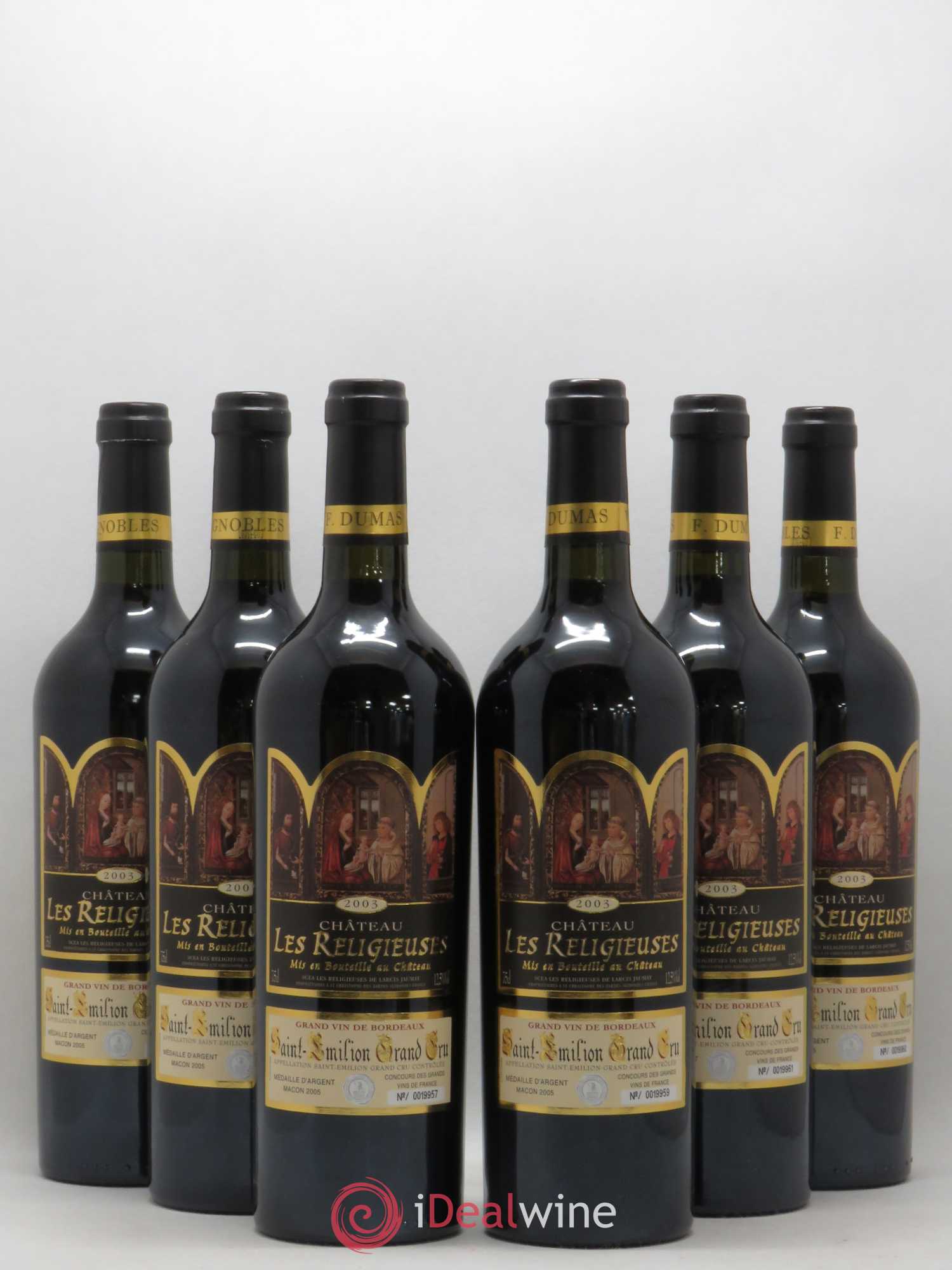 Saint-Émilion Grand Cru Château Les Religieuses 2003 - Posten von 6 Flaschen - 0