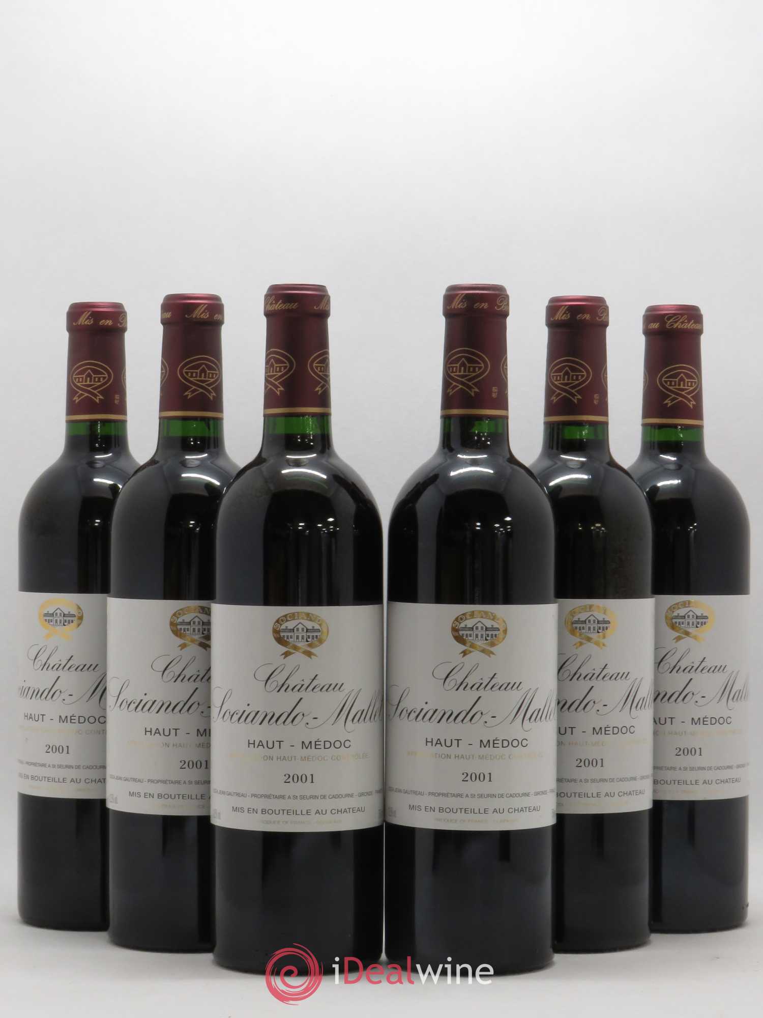 Château Sociando Mallet 2001 - Lot de 6 bouteilles - 0