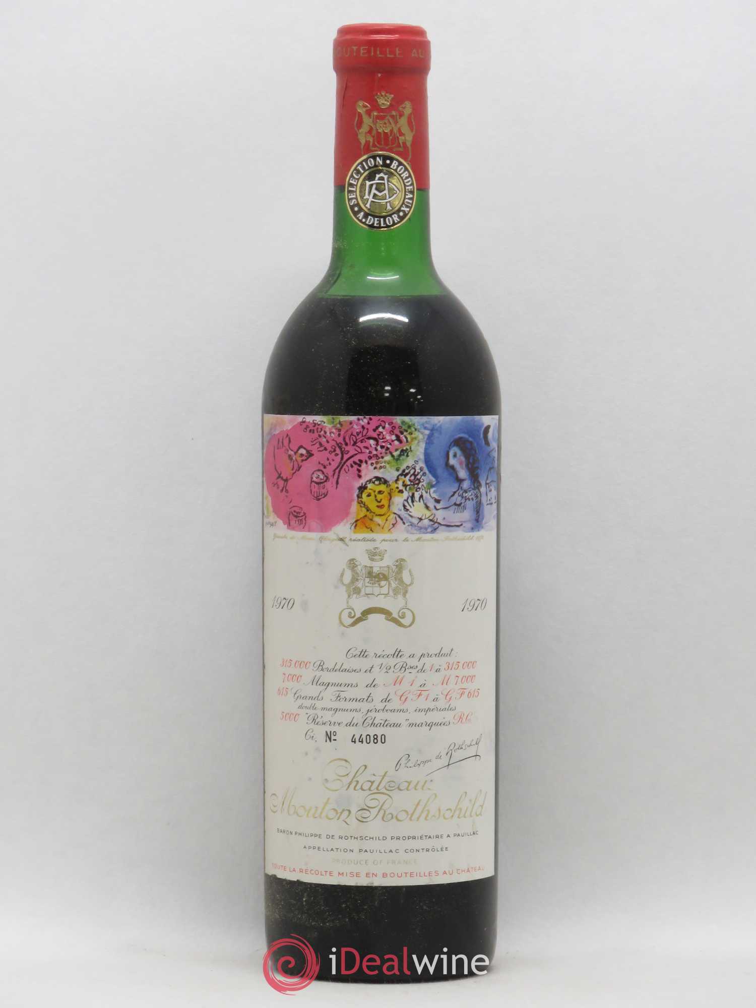 Château Mouton Rothschild 1er Grand Cru Classé 1970 - Lot de 1 bouteille - 0