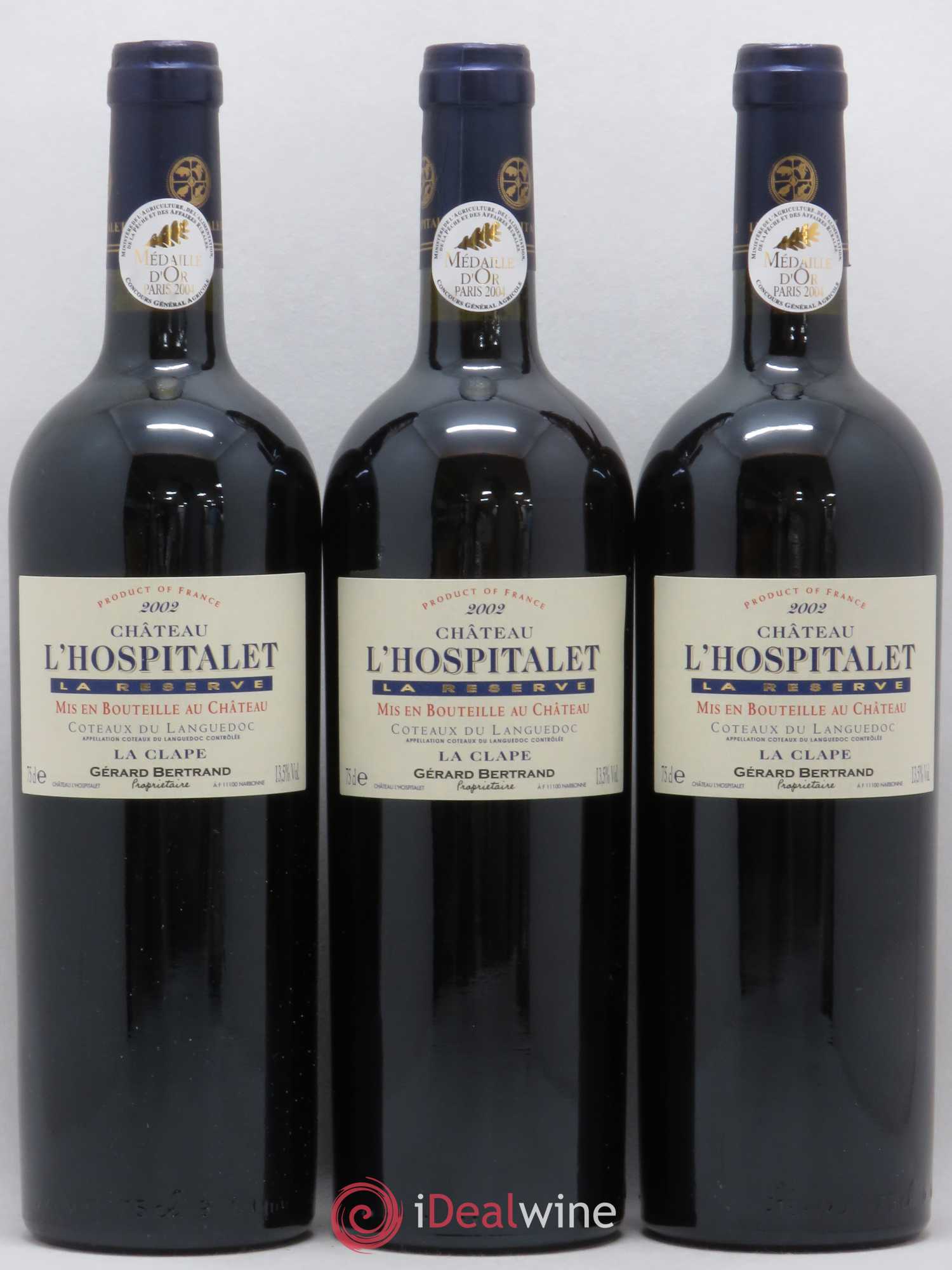 Coteaux du Languedoc Château l'Hospitalet la réserve la Clape G Bertrand 2002 - Posten von 3 Flaschen - 0