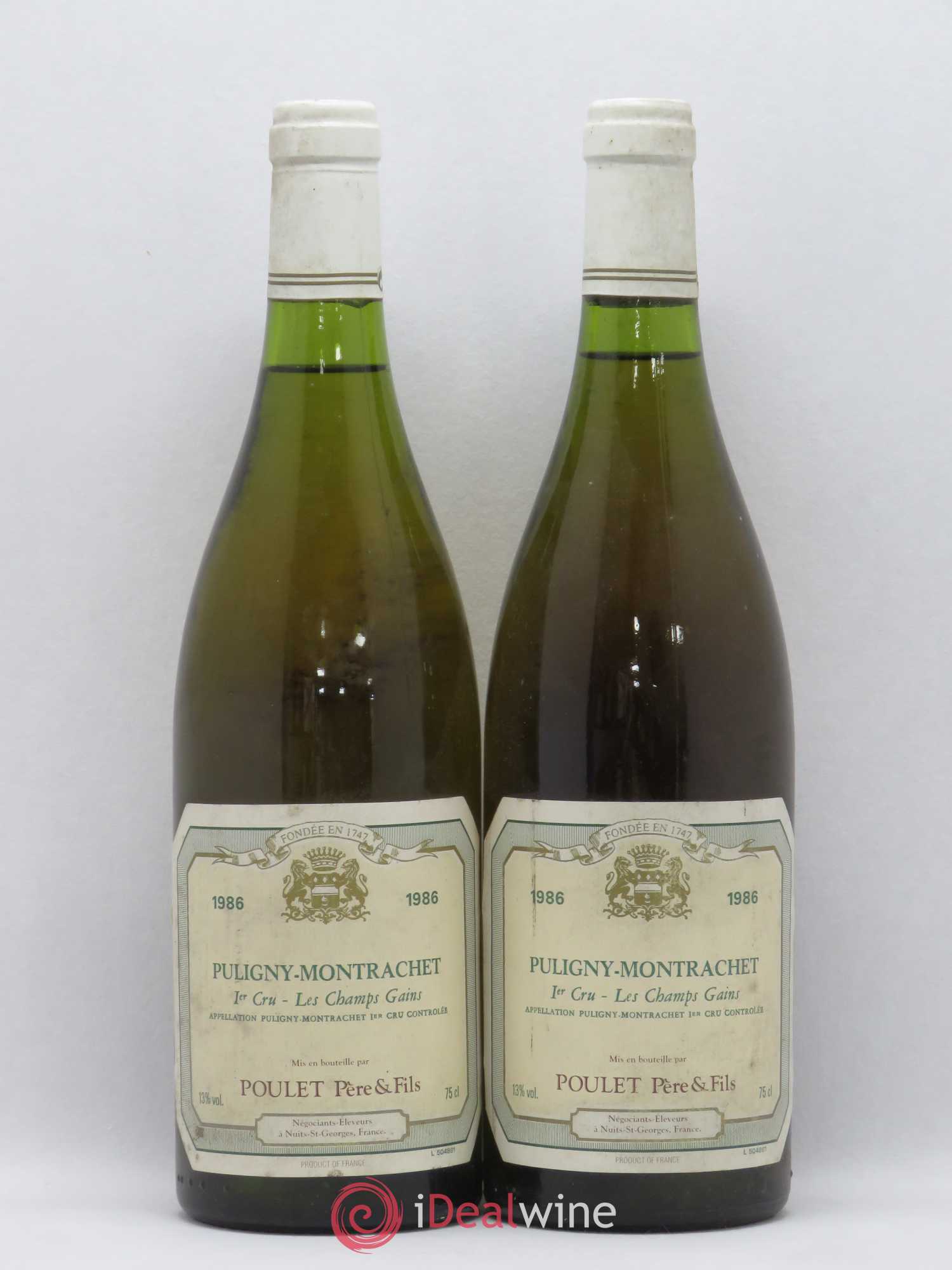 Puligny-Montrachet 1er Cru Les Champs Gains Poulet 1986 - Lotto di 2 bottiglie - 0